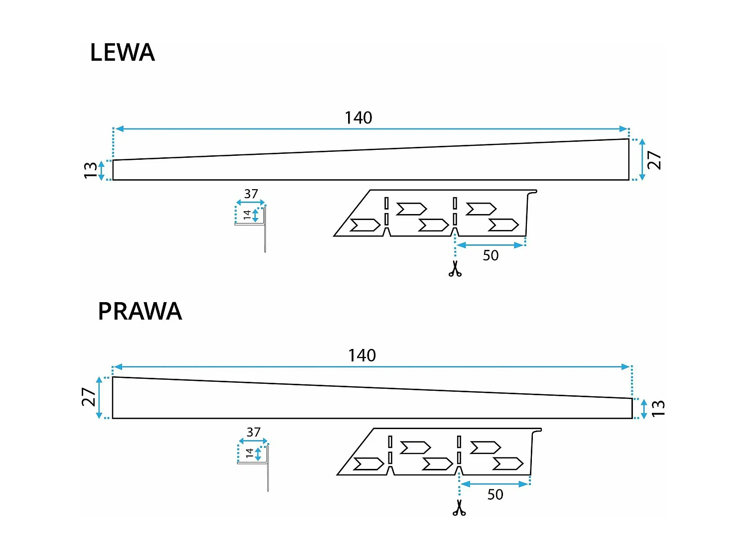 Faixa De Base De Chuveiro Inclinada Rea 140Cm Left Black