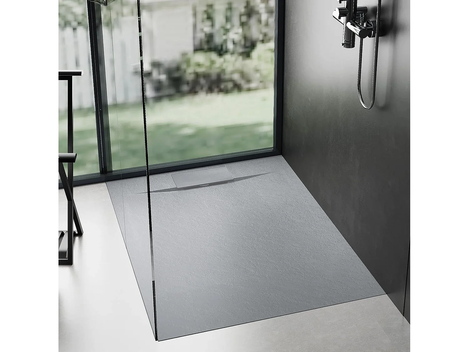 Base De Duche Rea Bazalt 90X90 Grey