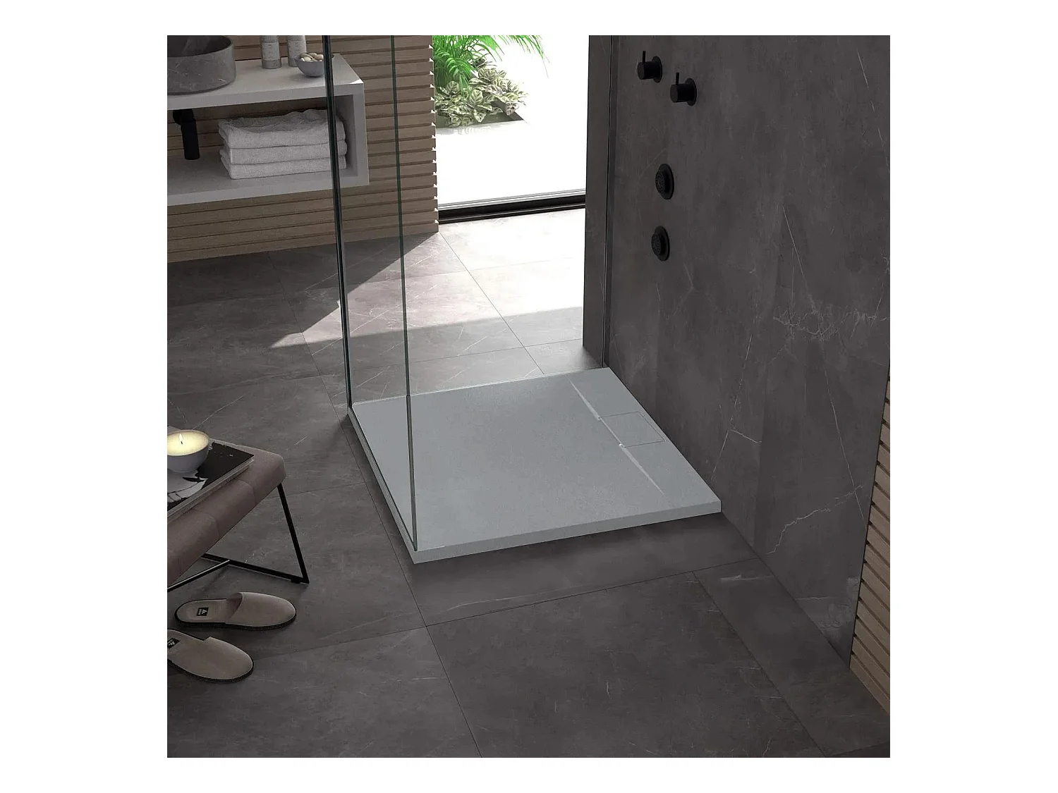 Plato De Ducha Rea Bazalt 90X90 Grey