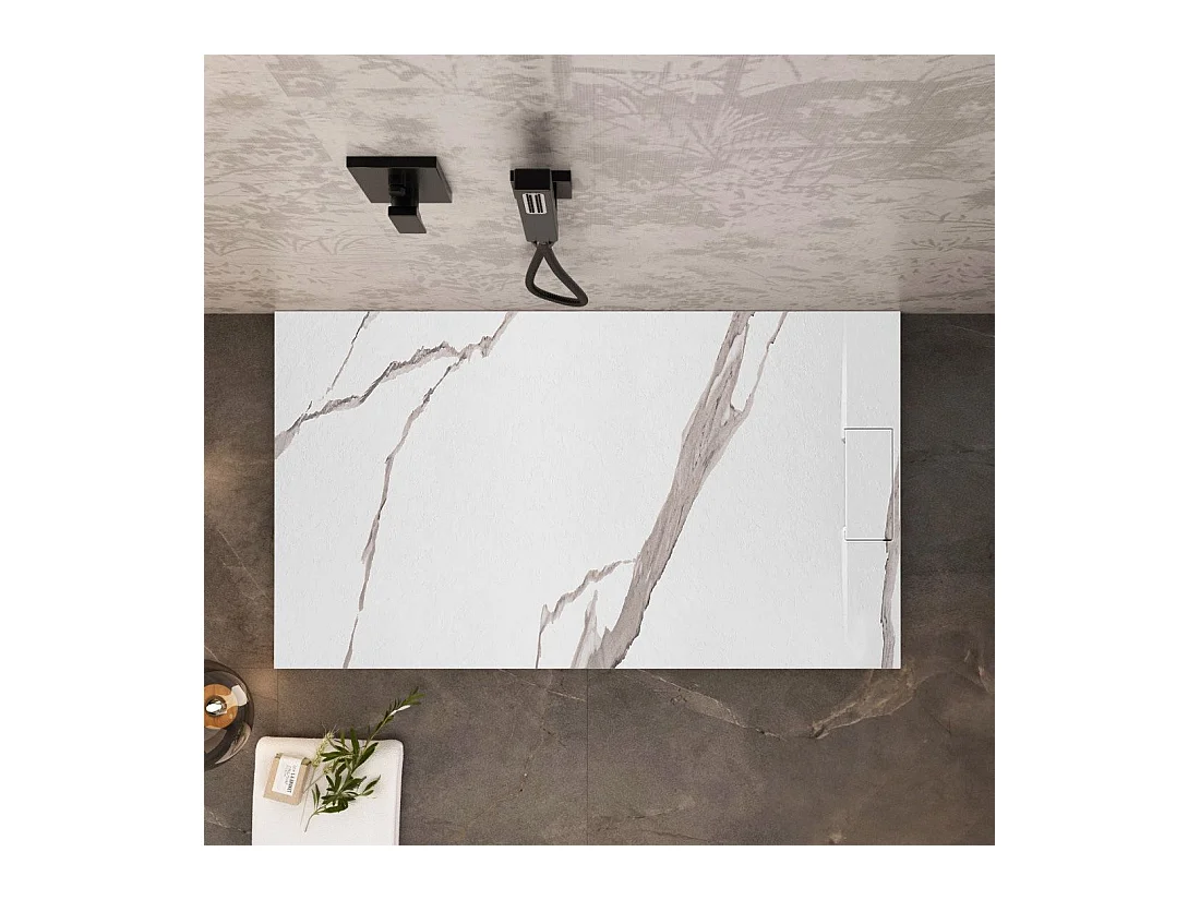 Duschtasse Rea Bazalt Carrara 80X100 White