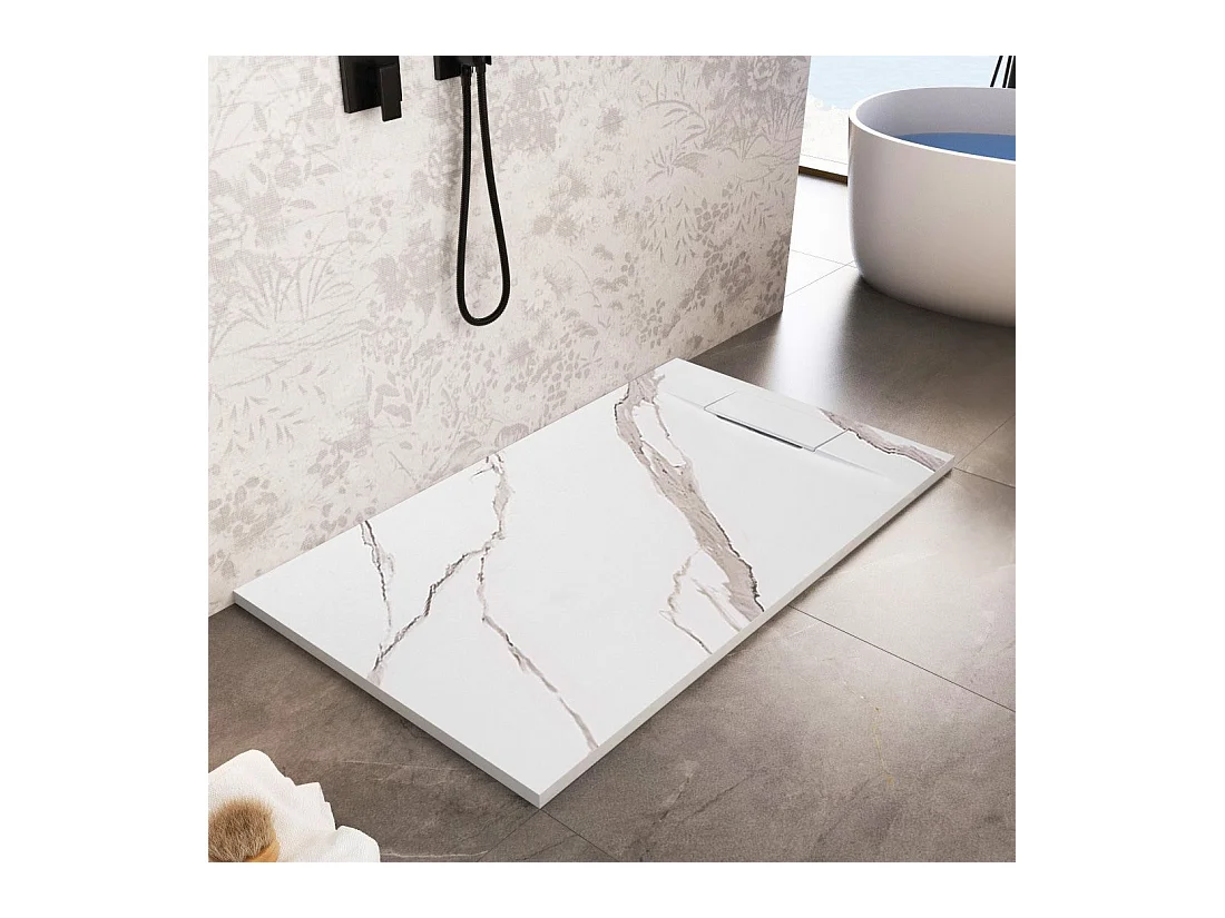 Douchebak Rea Bazalt Carrara 80X100 White