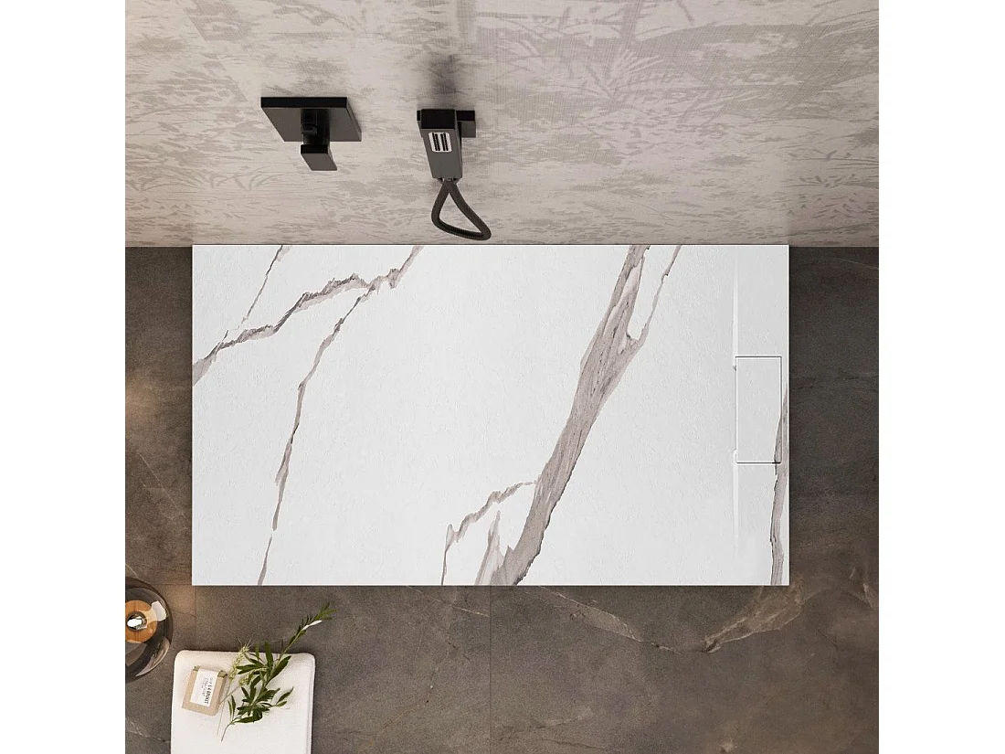 Receveur De Douche Rea Bazalt Carrara 80X100 White