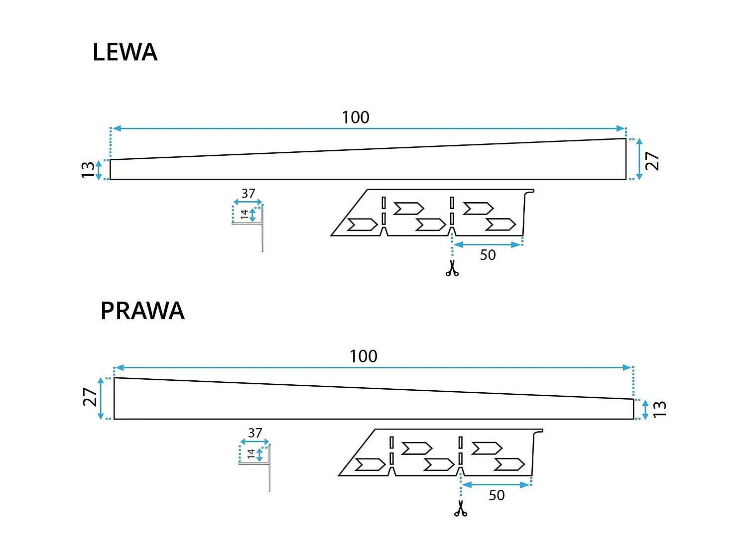 Verloopprofiel Rea 100Cm Left Gold