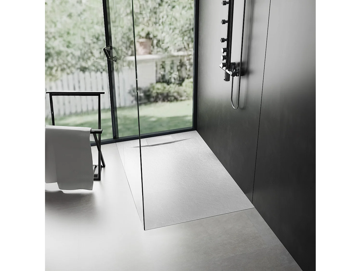 Plato De Ducha Rea Bazalt 90X120 White