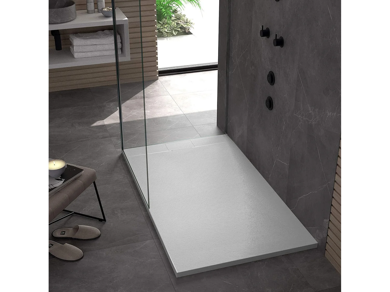 Plato De Ducha Rea Bazalt 90X120 White