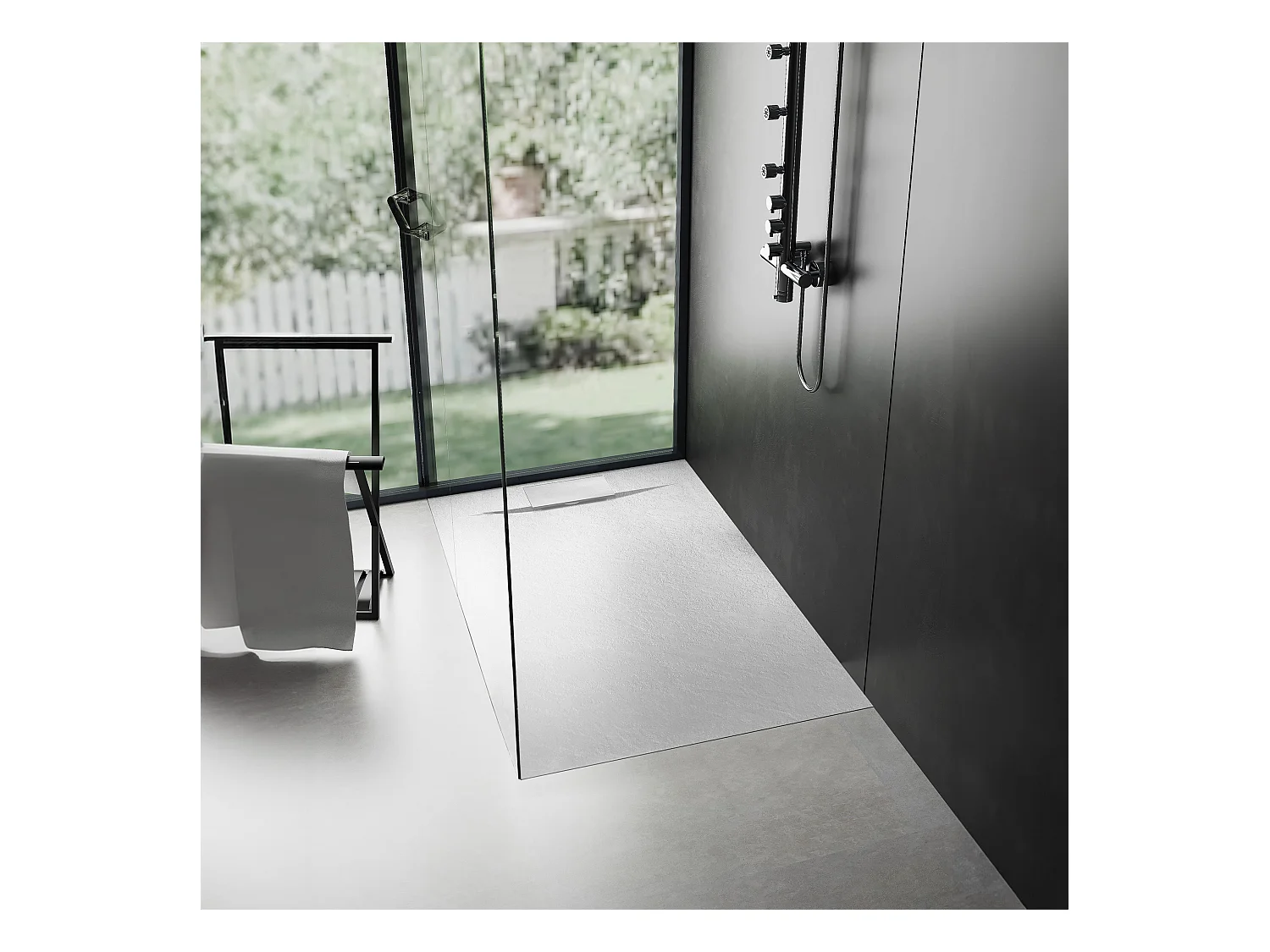 Douchebak Rea Bazalt 80X100 White