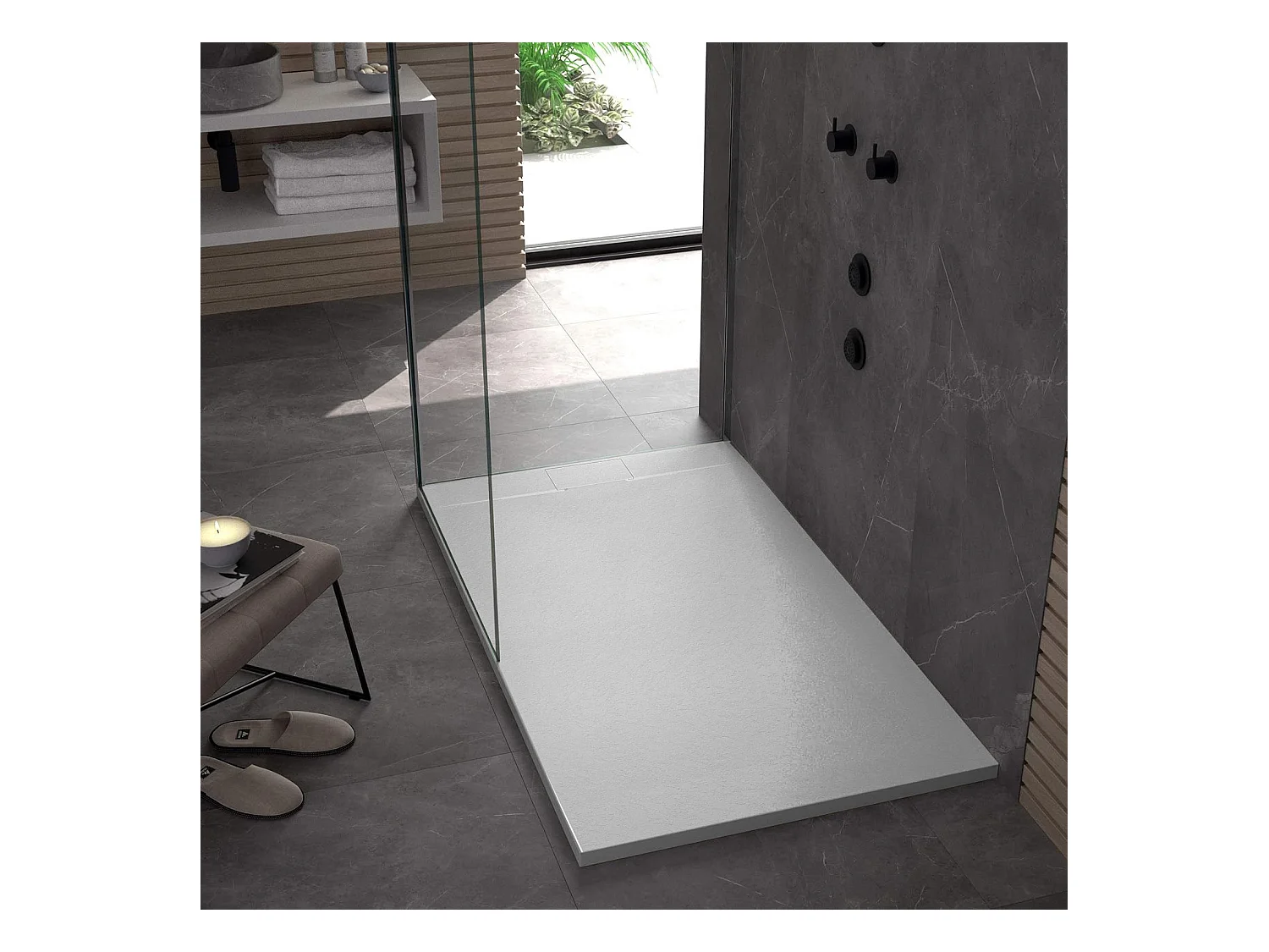 Douchebak Rea Bazalt 80X100 White
