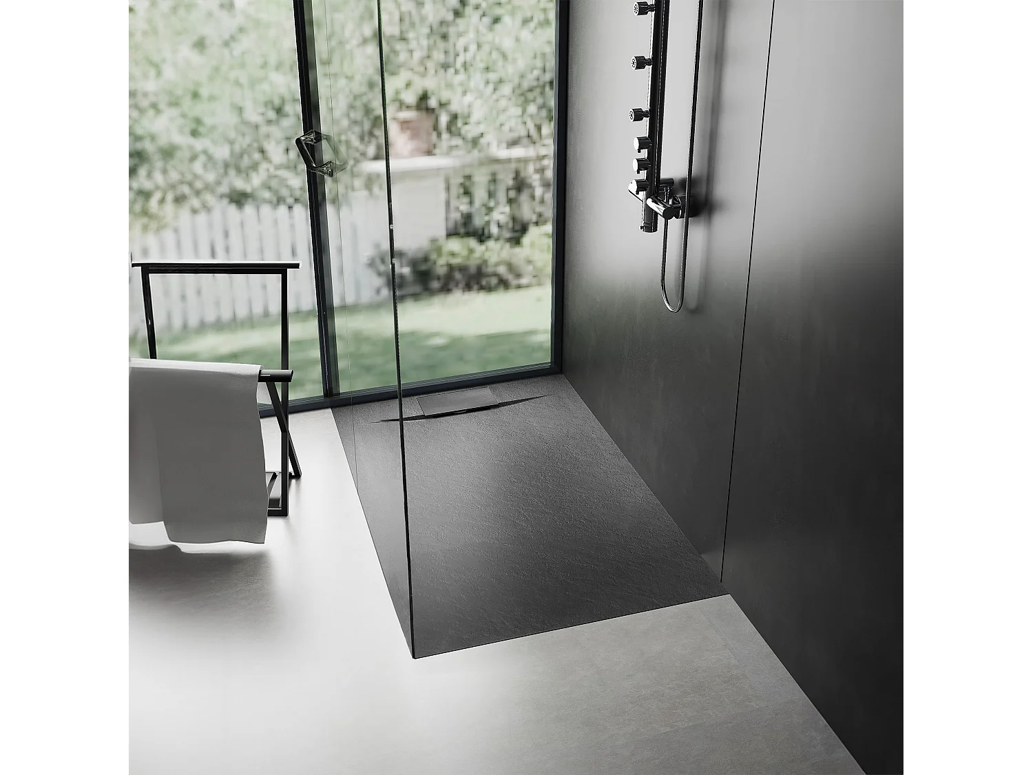 Receveur De Douche Rea Bazalt 80X100 Black