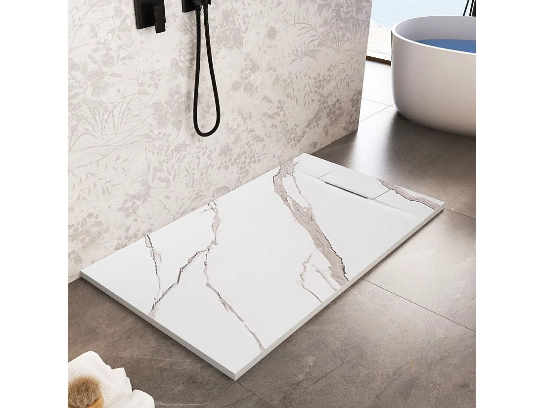 Douchebak Rea Bazalt Carrara 90X120 White