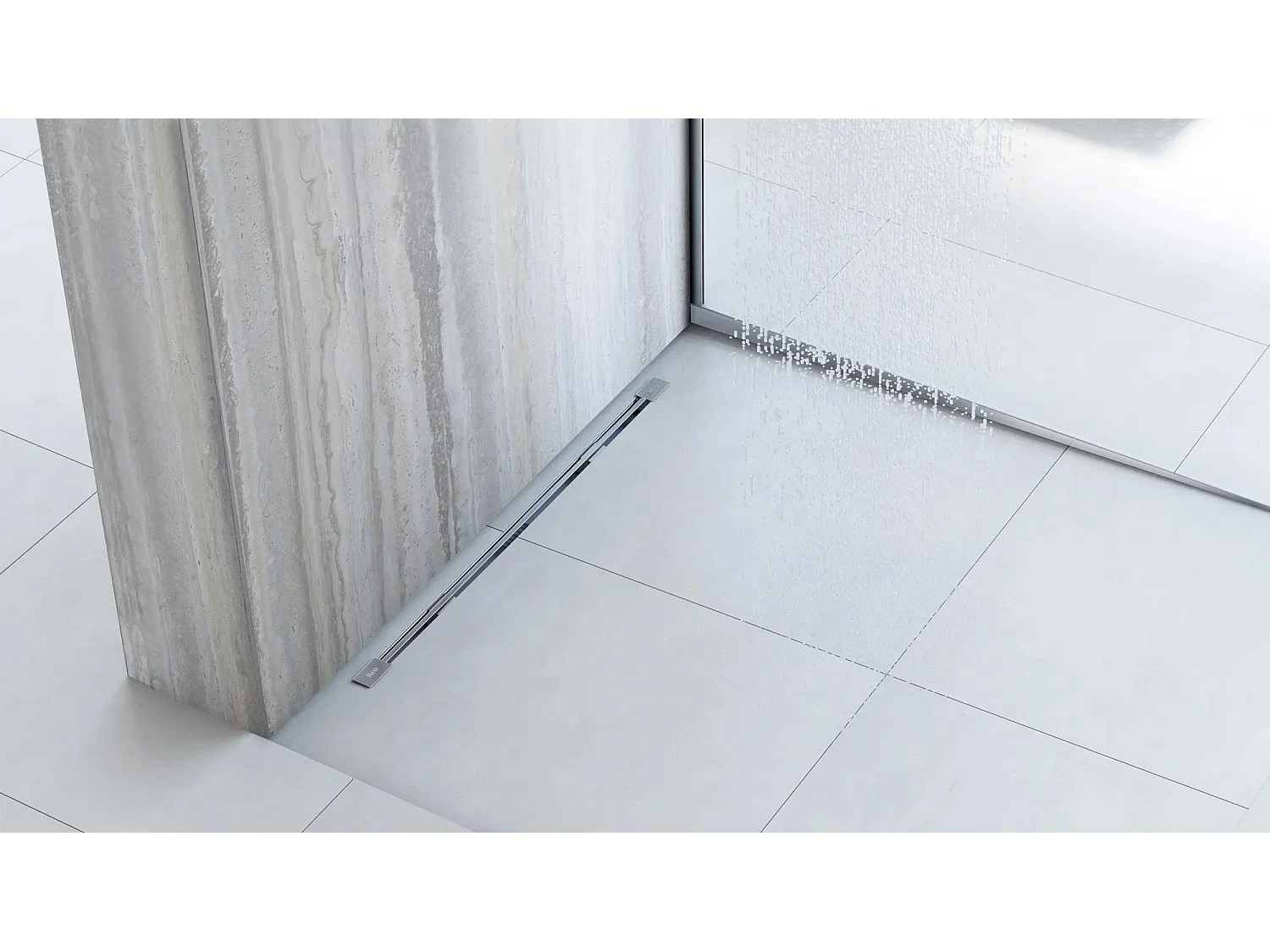 Profilé De Chute Latéral Pour Receveur De Douche Rea 100Cm Left Brush Nickel