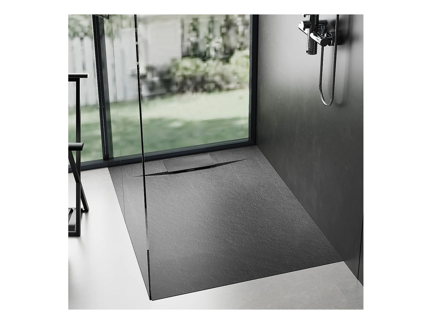 Douchebak Rea Bazalt 90X90 Black