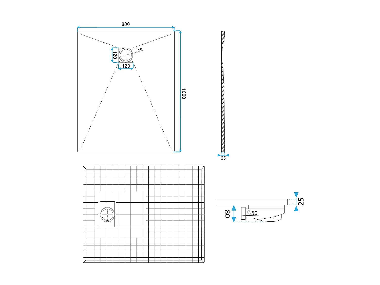 Receveur De Douche Rea Magnum 80X100 White