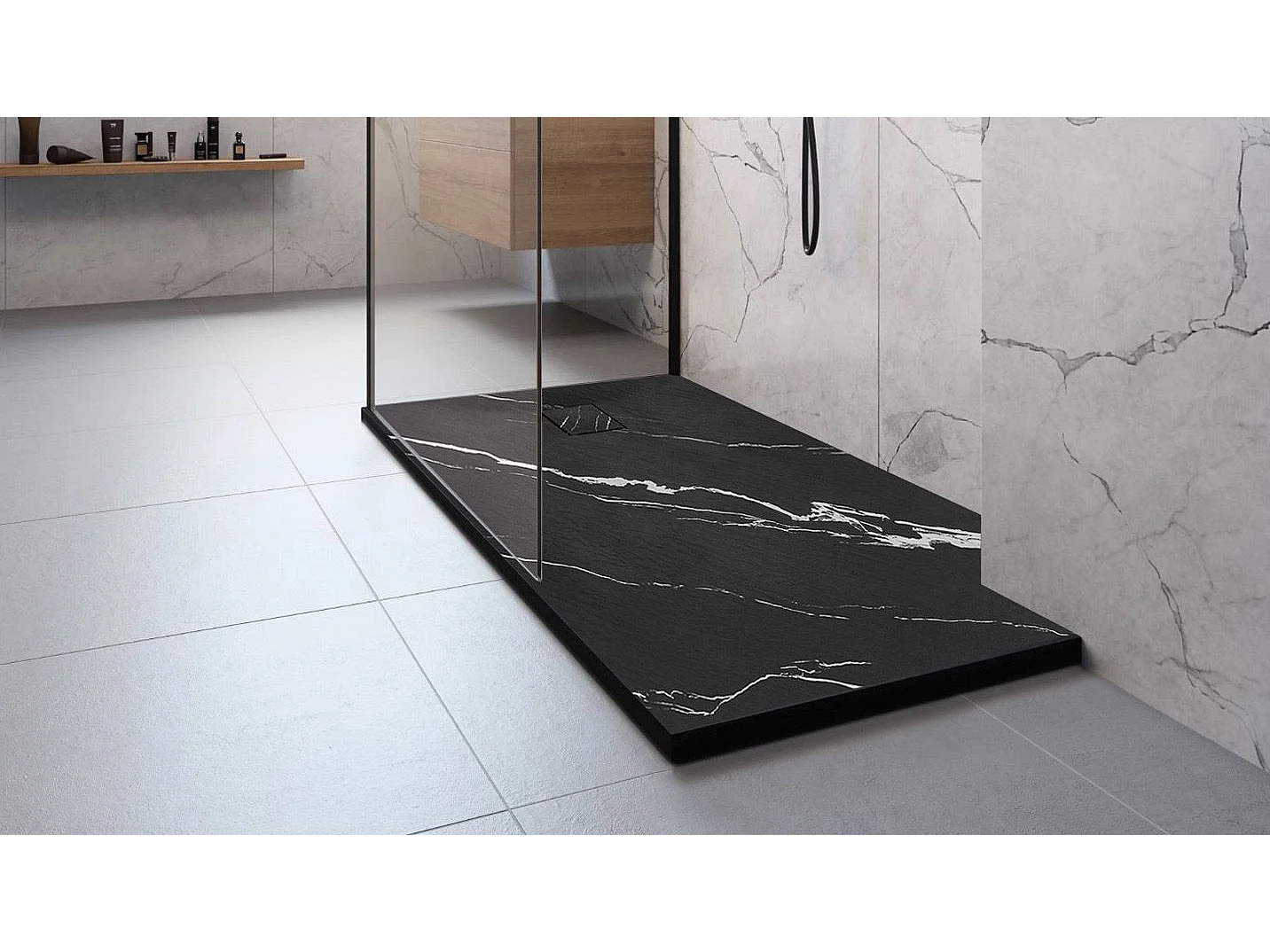 Douchebak Rea Magnum Carrara 80X100 Black