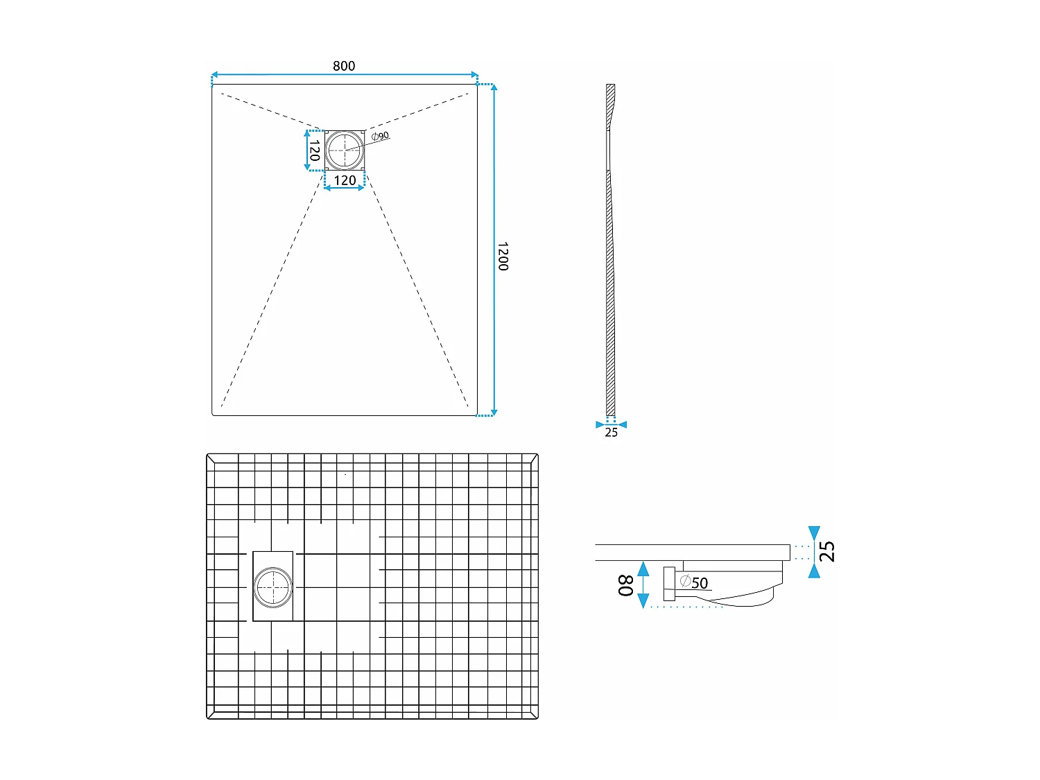 Douchebak Rea Magnum 80X120 Black
