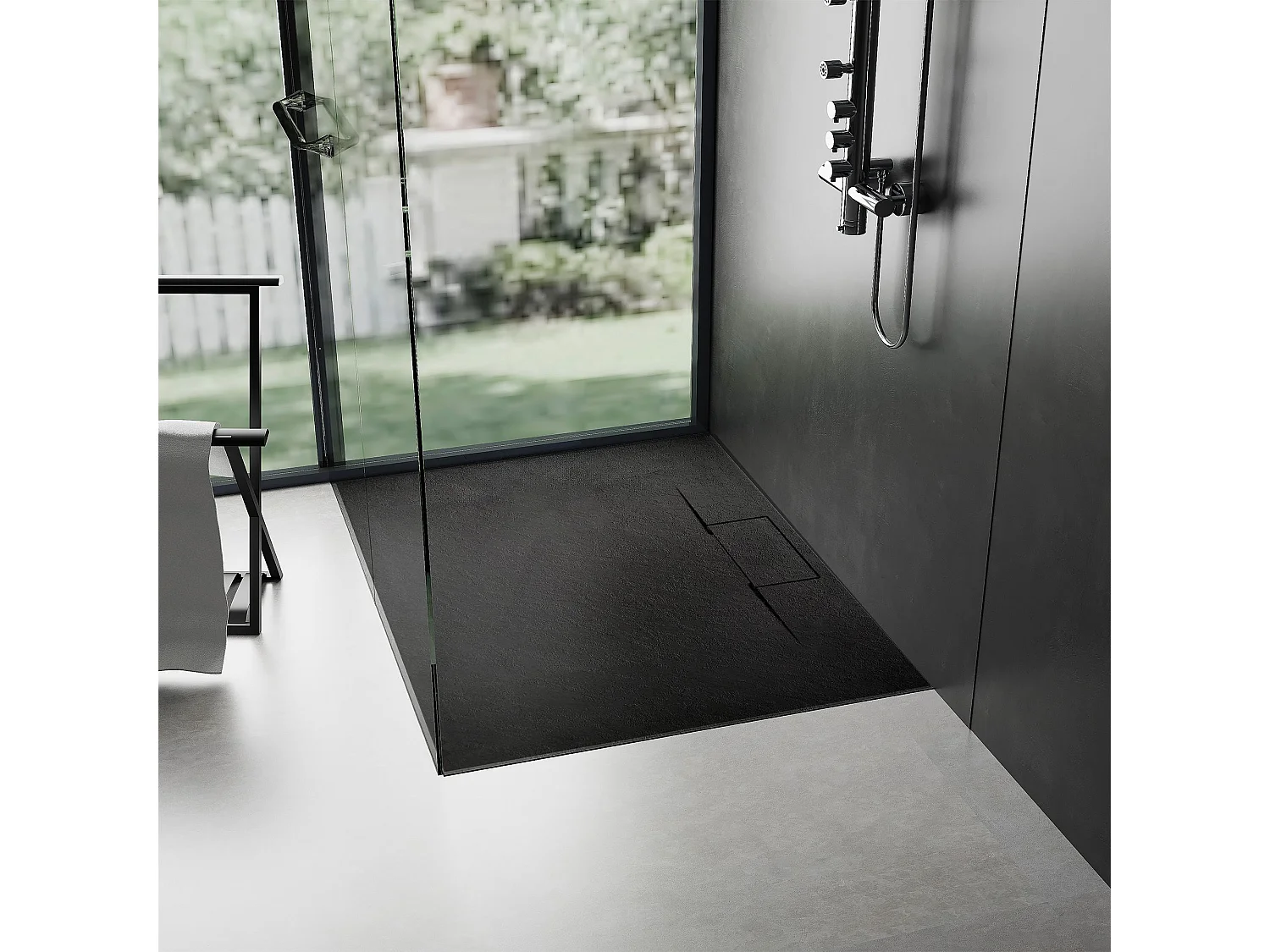 Duschtasse Rea Bazalt Long 80X100 Black