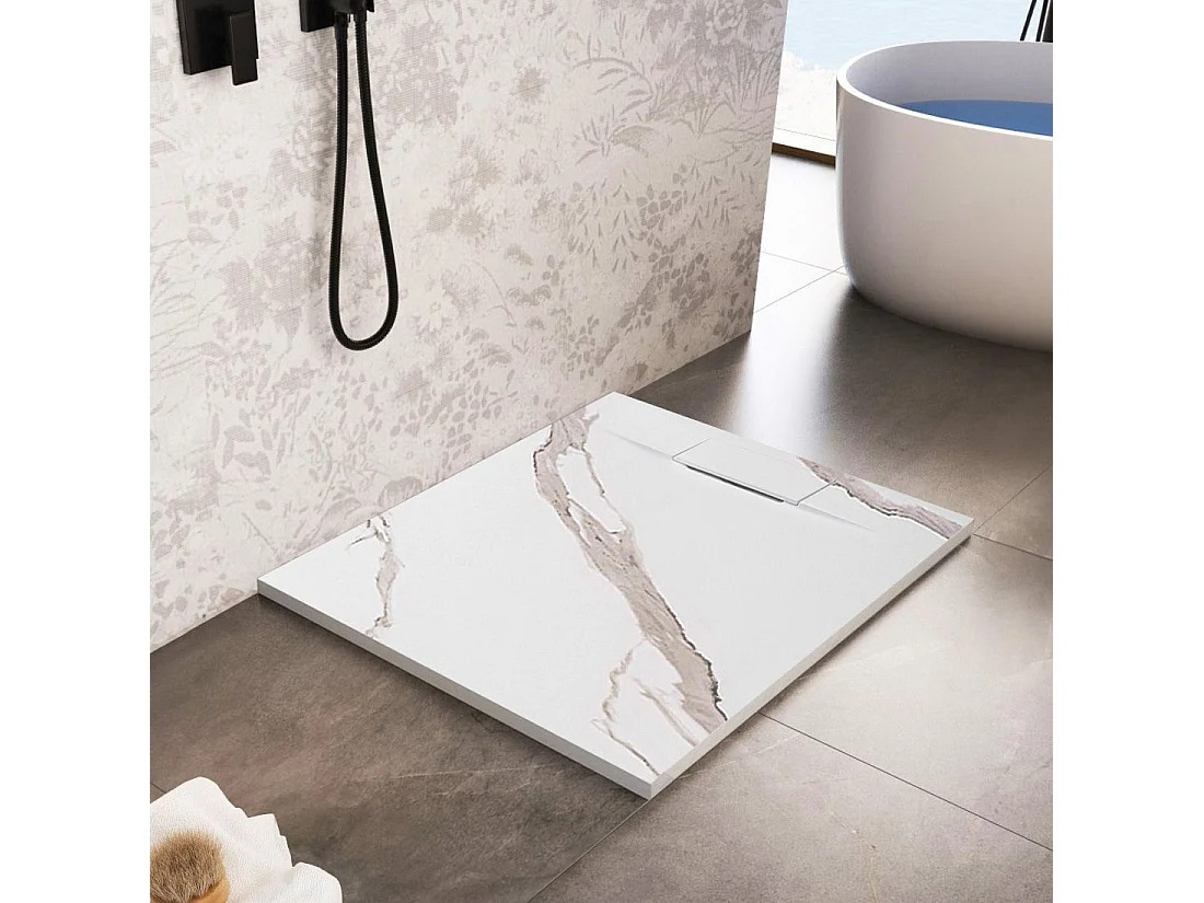 Receveur De Douche Rea Bazalt Carrara 90X90 White