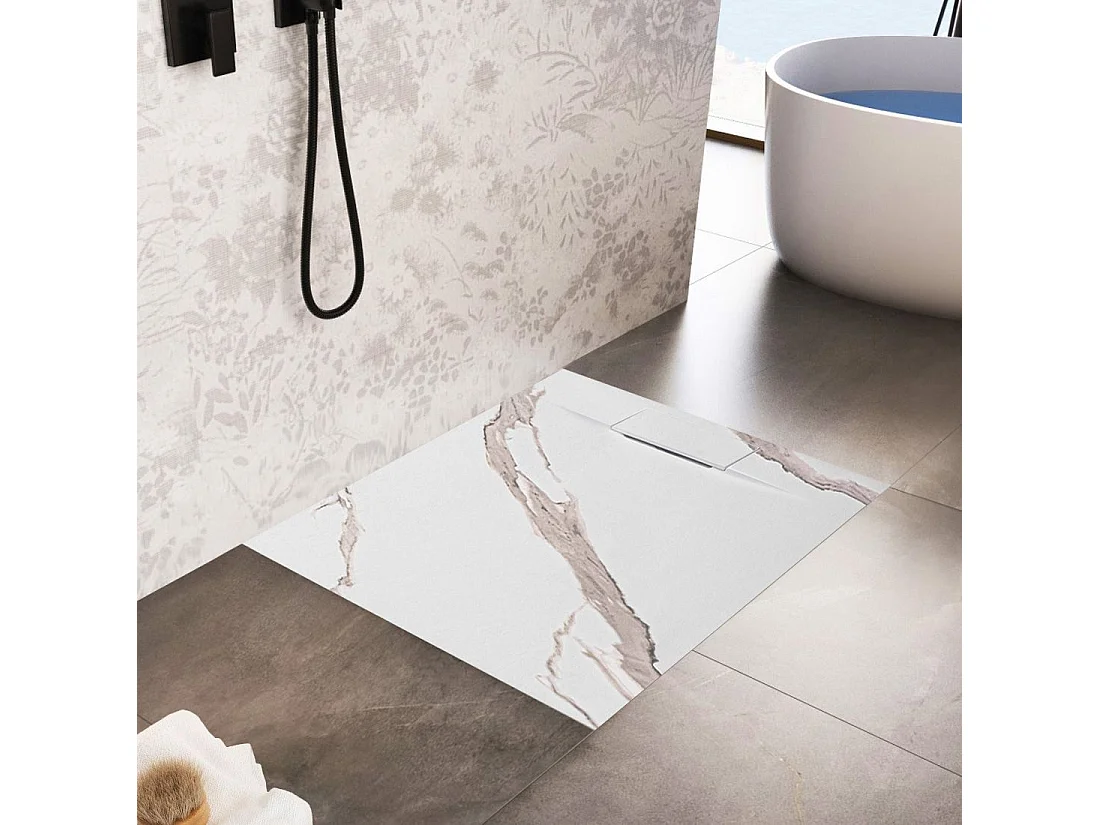 Receveur De Douche Rea Bazalt Carrara 90X90 White