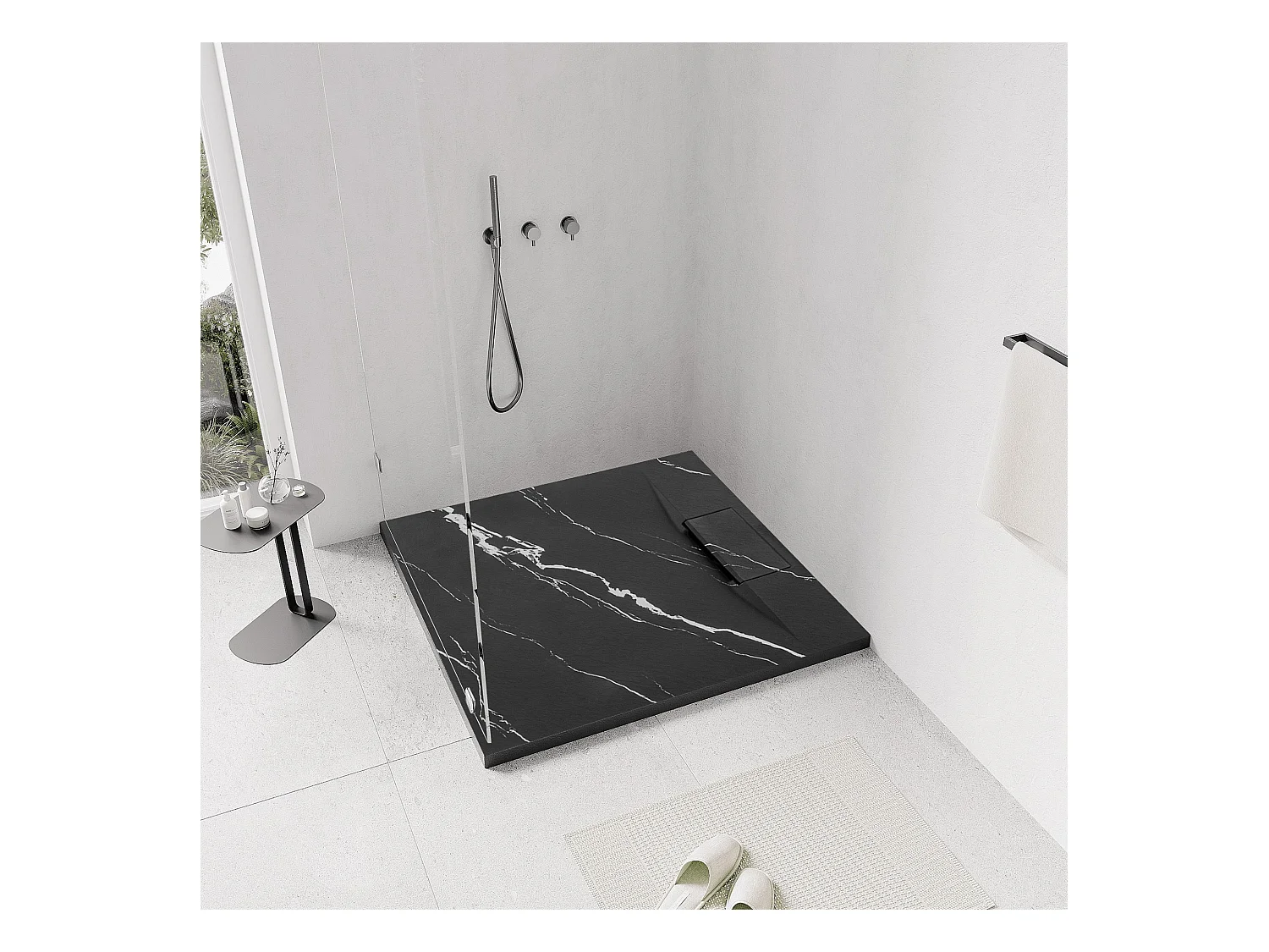 Receveur De Douche Rea Bazalt Carrara 90X90 Black