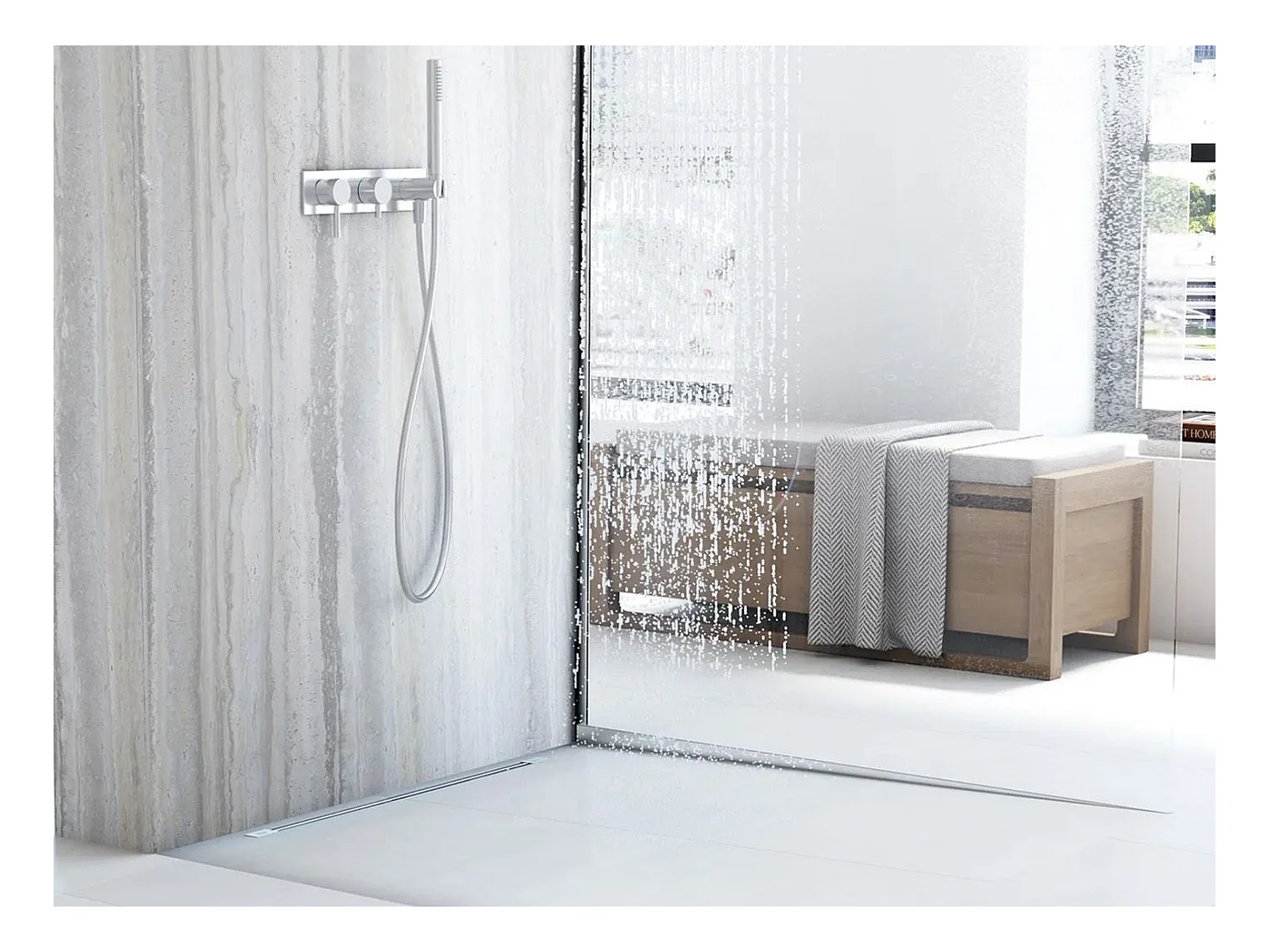 Profilé De Chute Latéral Pour Receveur De Douche Rea 120Cm Right Brush Nickel