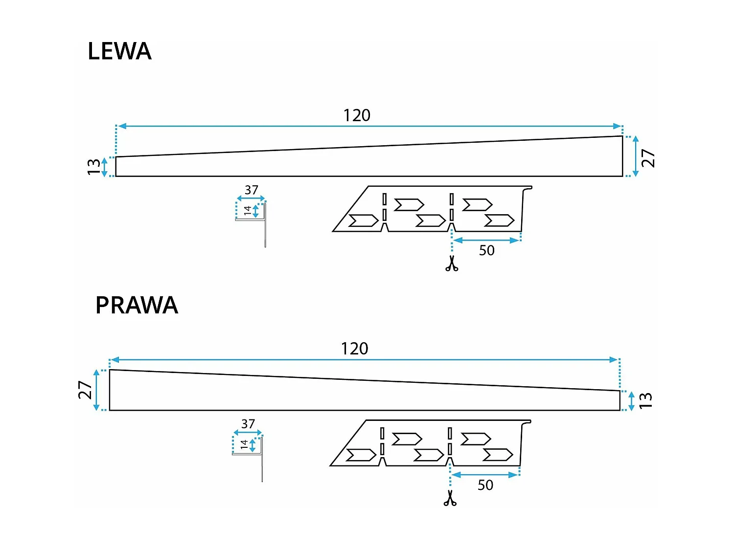 Profilé De Chute Latéral Pour Receveur De Douche Rea 120Cm Right Brush Nickel