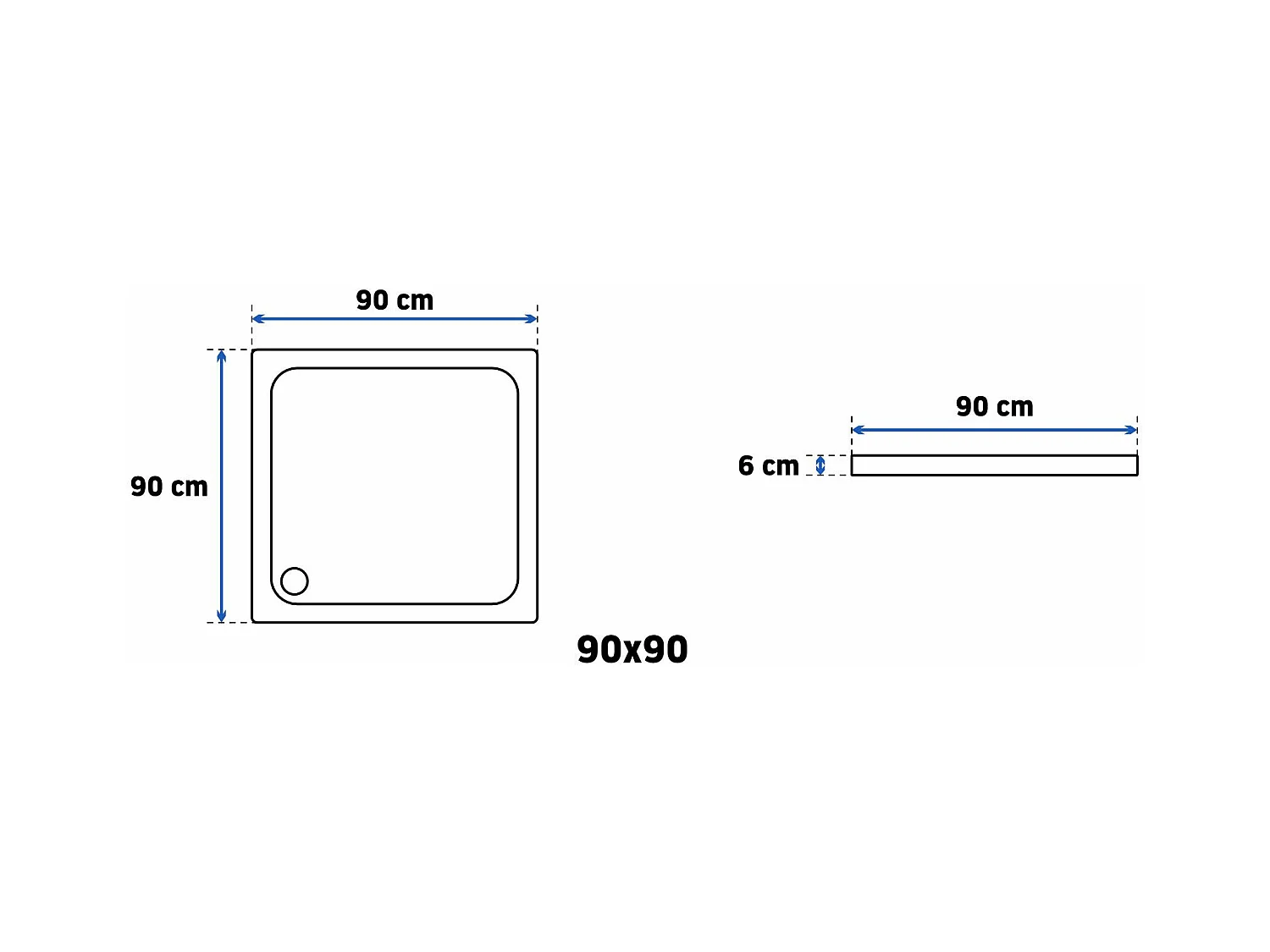 Receveur De Douche Rea Savoy 90X906Cm White