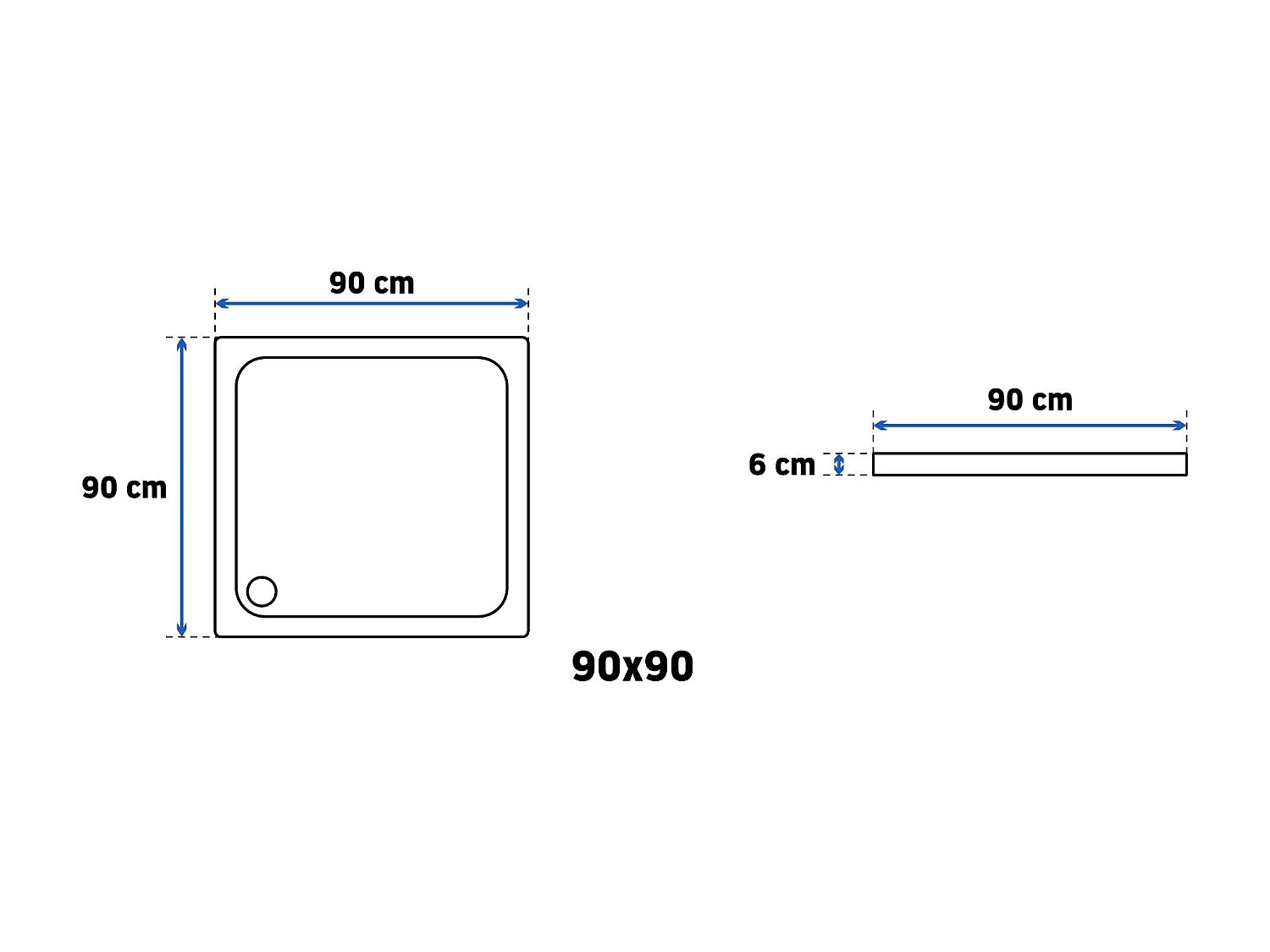 Receveur De Douche Rea Savoy 90X906Cm White