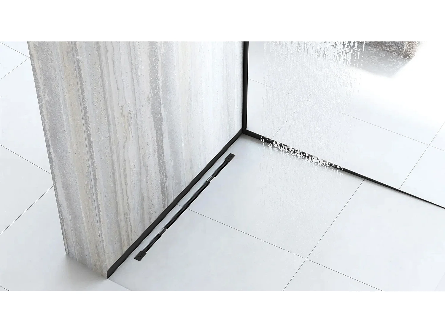 Bande De Bordure Frontale De Receveur De Douche Rea 130Cm Black