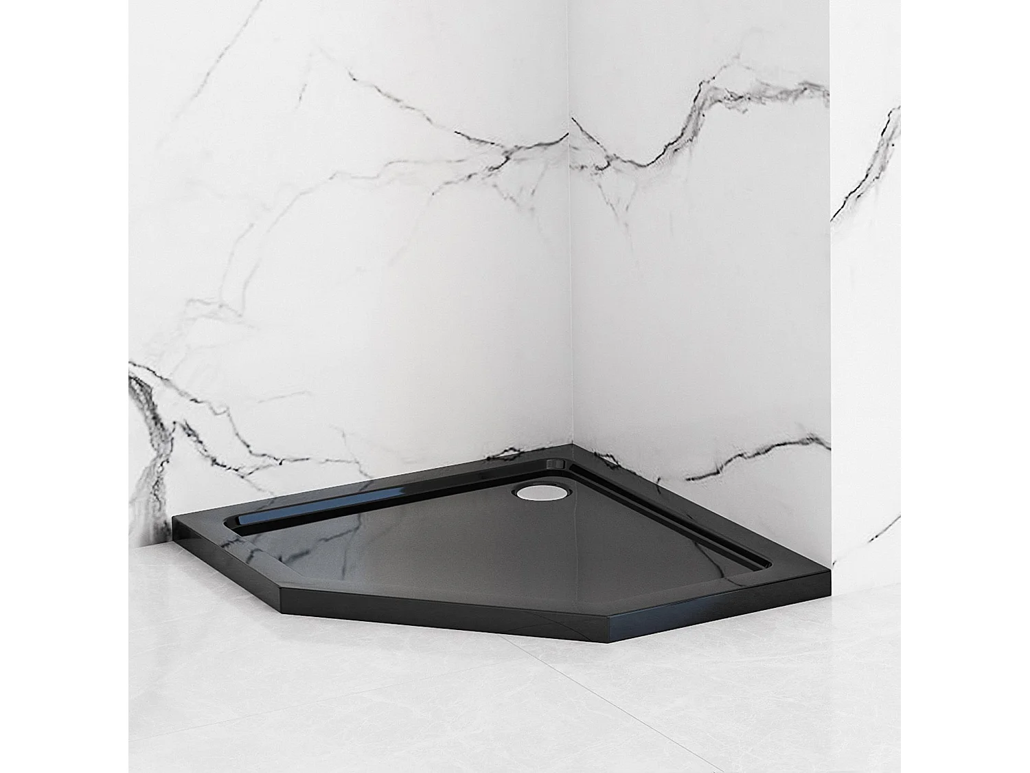 Receveur De Douche Rea Diamond 90X90X5Cm Black