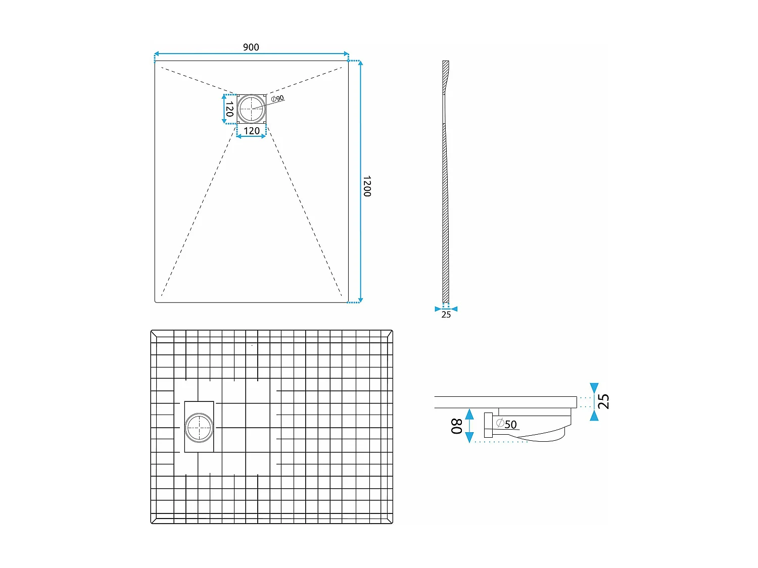 Receveur De Douche Rea Magnum 90X120 White