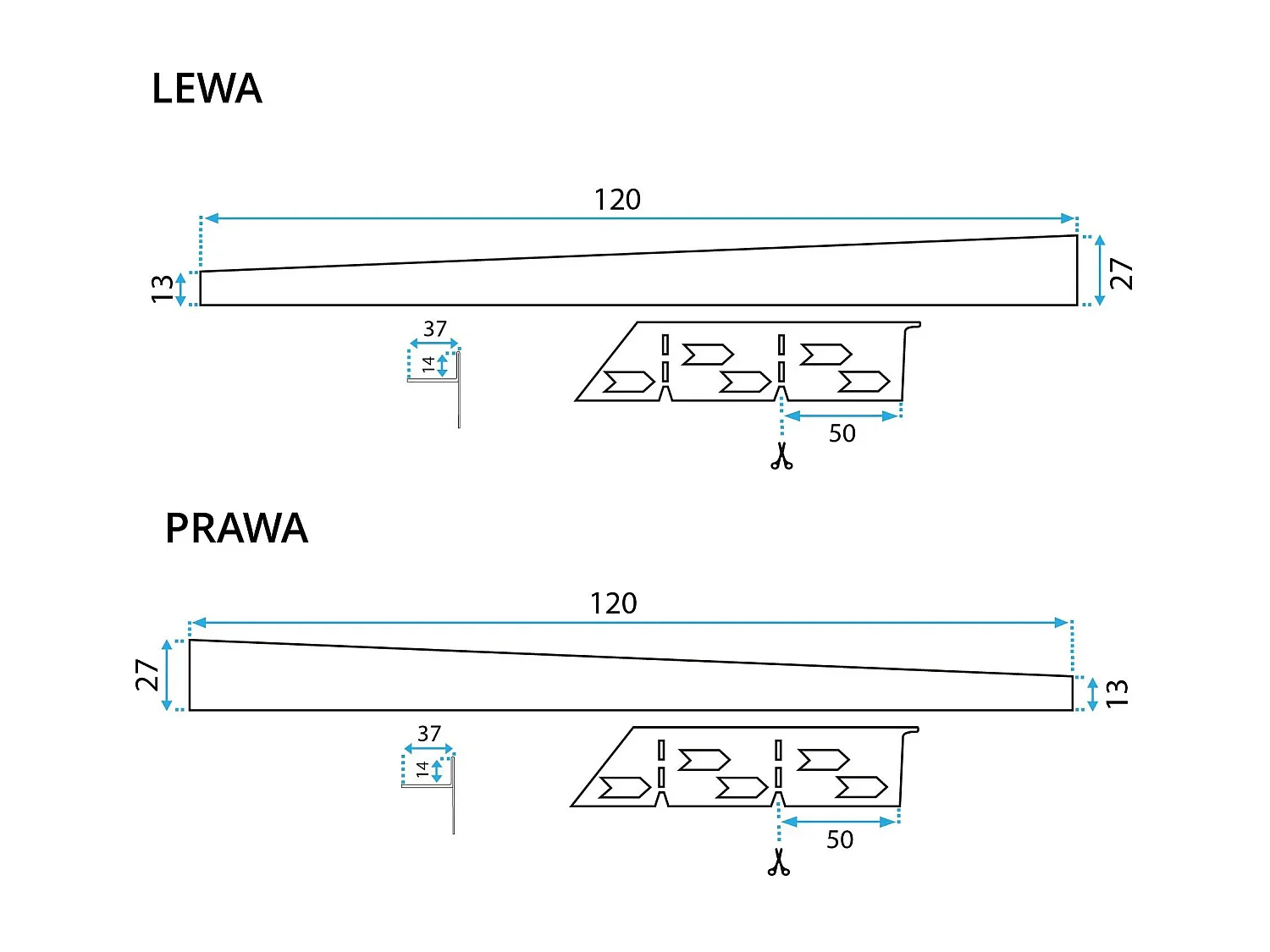 Verloopprofiel Rea 120Cm Left Brush Gold