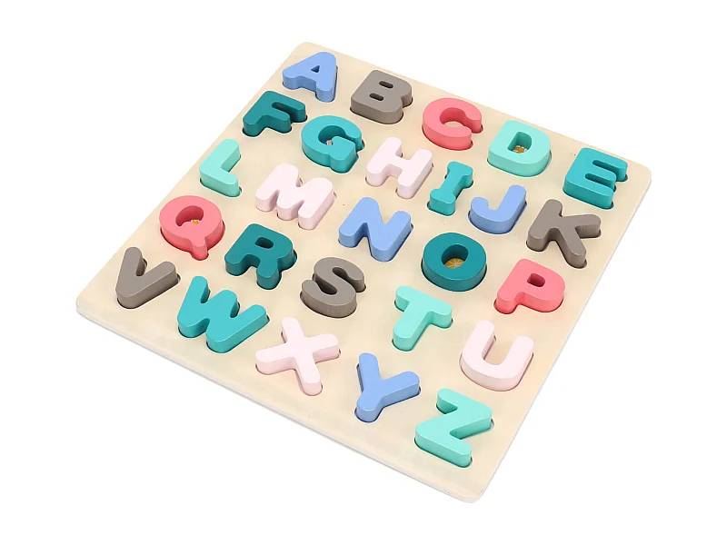 Gioco Puzzle Lettere Alfabeto per Bambini Rebecca Mobili Jambo Dai 3 anni Legno Multicolore 2,5x30x30