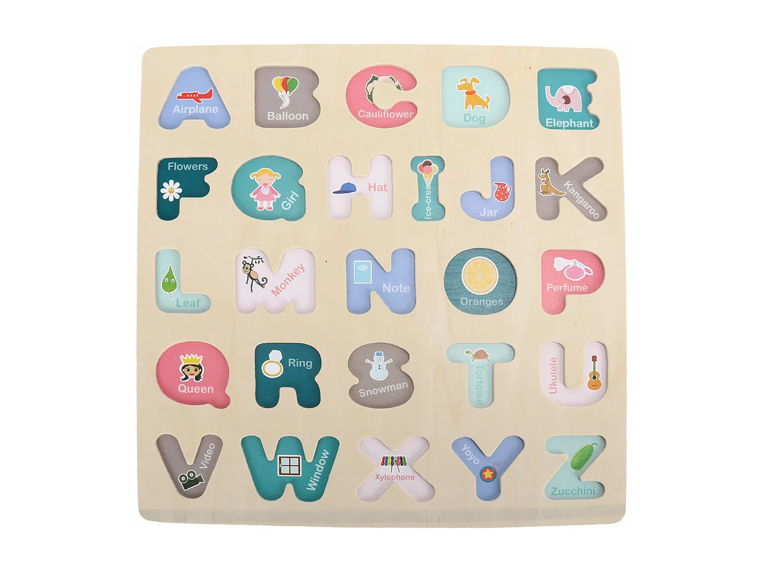 Gioco Puzzle Lettere Alfabeto per Bambini Rebecca Mobili Jambo Dai 3 anni Legno Multicolore 2,5x30x30