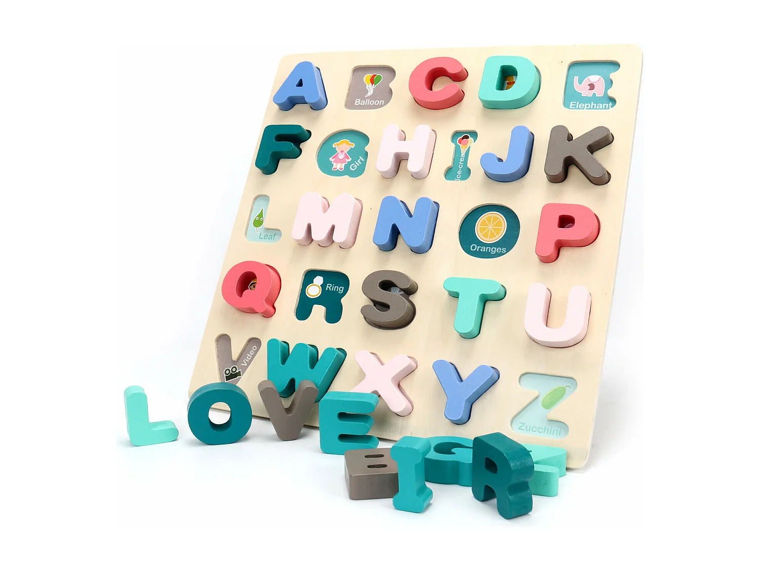 Juego Puzzle de Letras del Alfabeto para Niños Rebecca Mobili Jambo A partir de 3 años Madera Multicolor 2,5x30x30