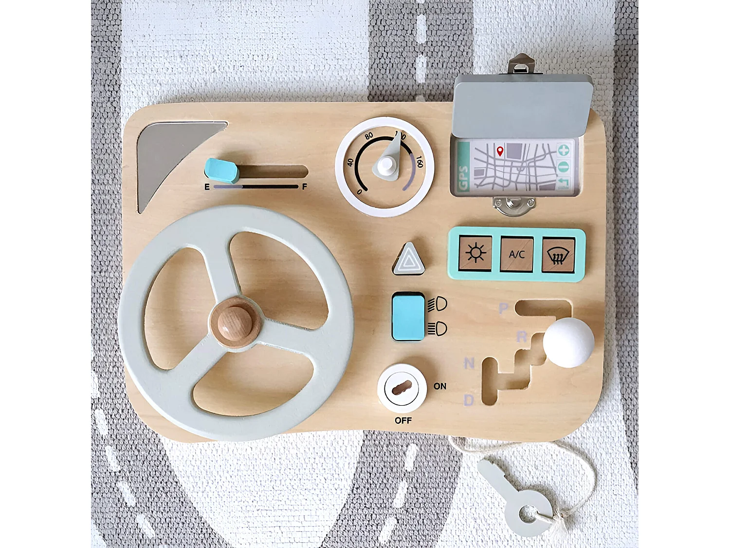 Gioco Volante con Cruscotto per Bambini Rebecca Mobili Dembani Dai 3 anni Legno Marrone Bianco 4,5x29,5x20