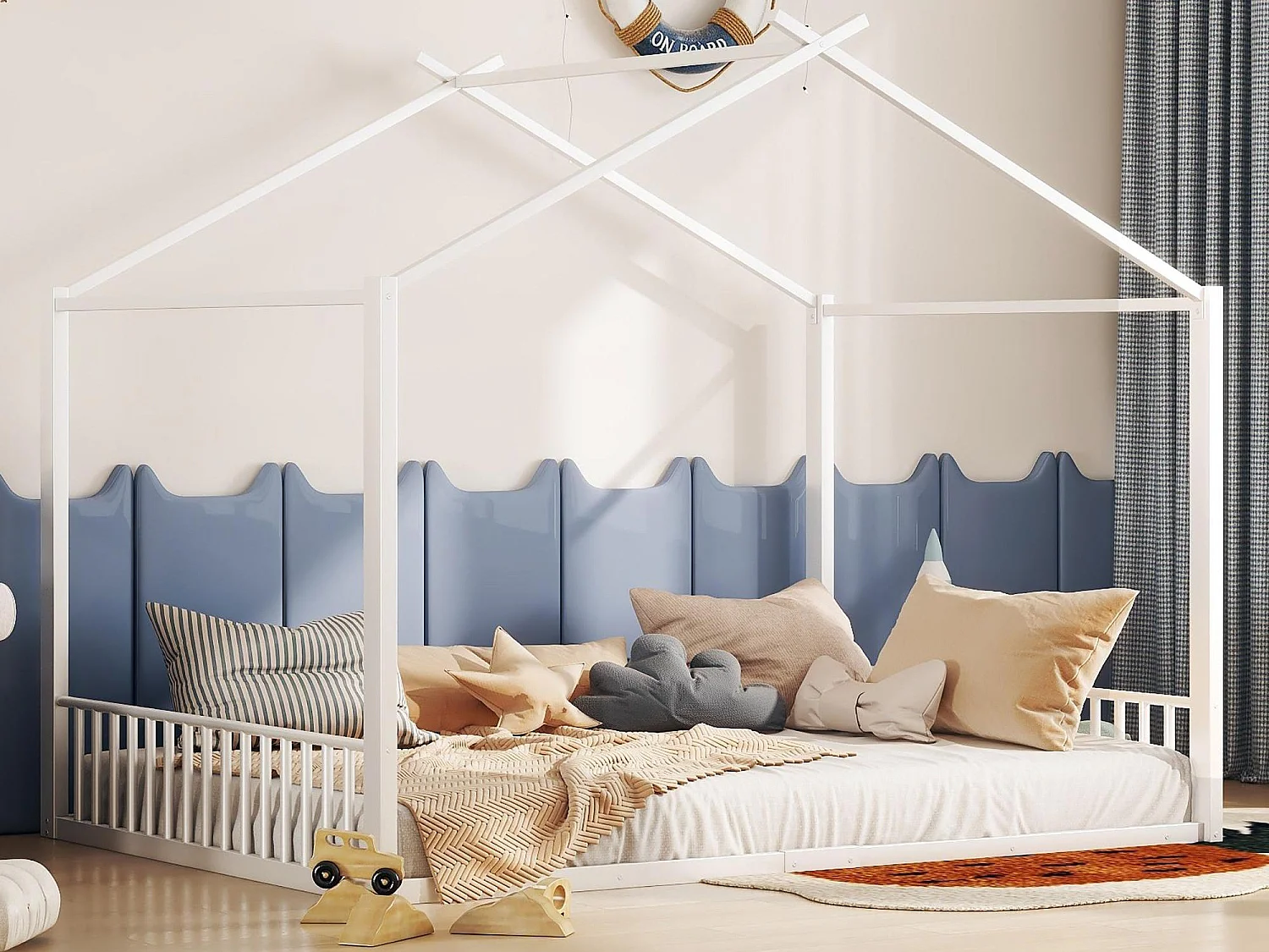 Hochbett 140x200 cm - Eisenrahmen - Weiß