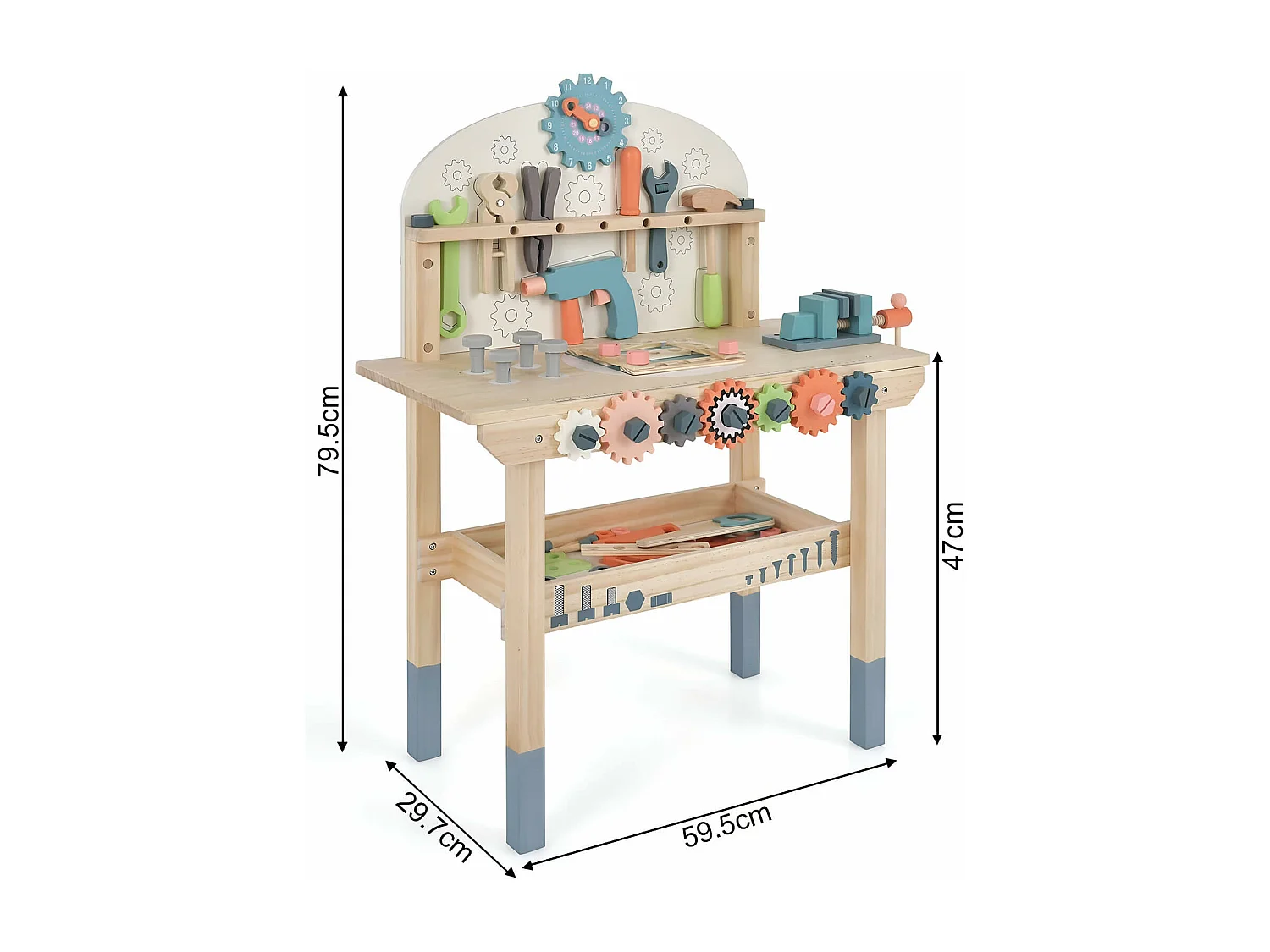 Juego de Banco de Herramientas para Niños Rebecca Mobili Bacaba A partir de 3 años Madera Multicolor 79,5x59,5x29,5