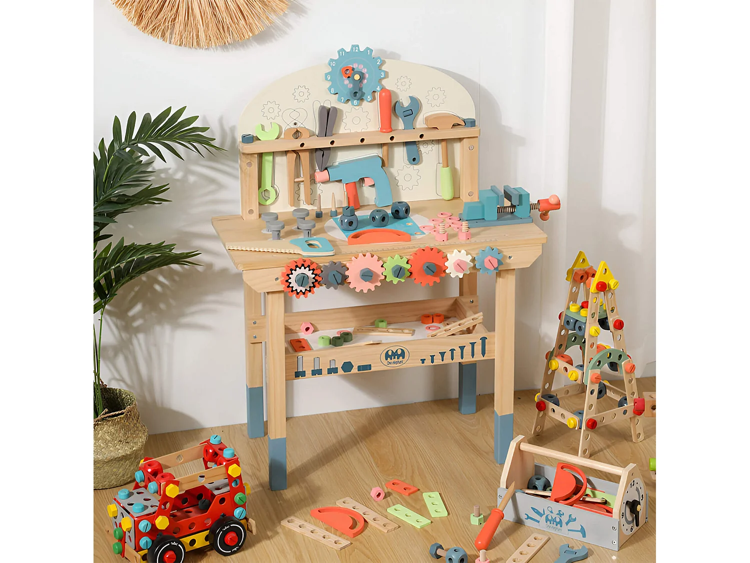 Brinquedo Banco de Ferramentas para Crianças Rebecca Mobili Bacaba A partir de 3 anos Madeira Multicolorido 79,5x59,5x29,5