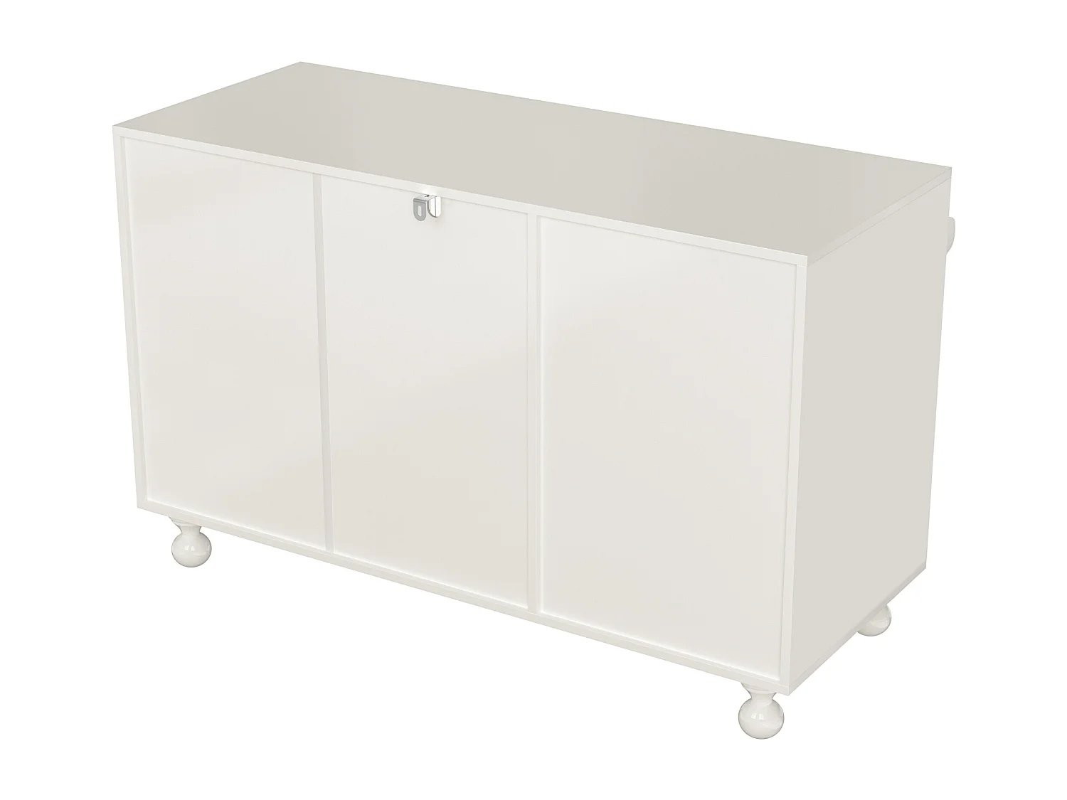 Aparador moderno - 2 portas de vidro e 3 gavetas - MDF - Branco