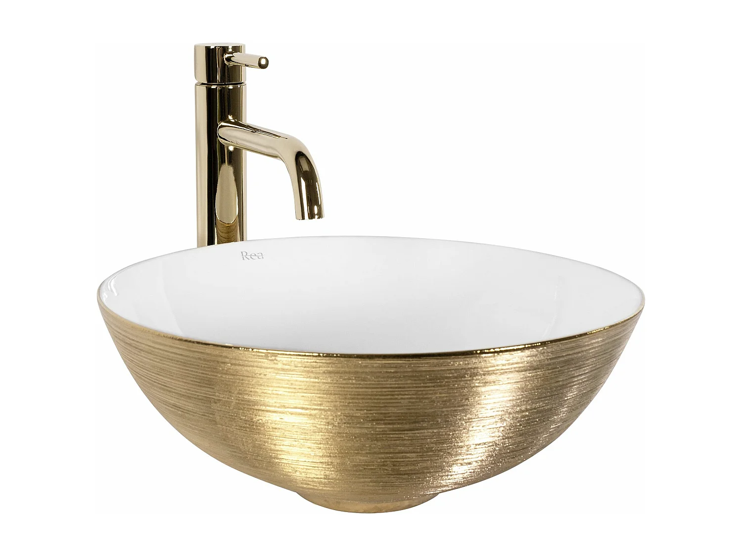 Lavabo Sobre Encimera Rea Stella Brush Gold White