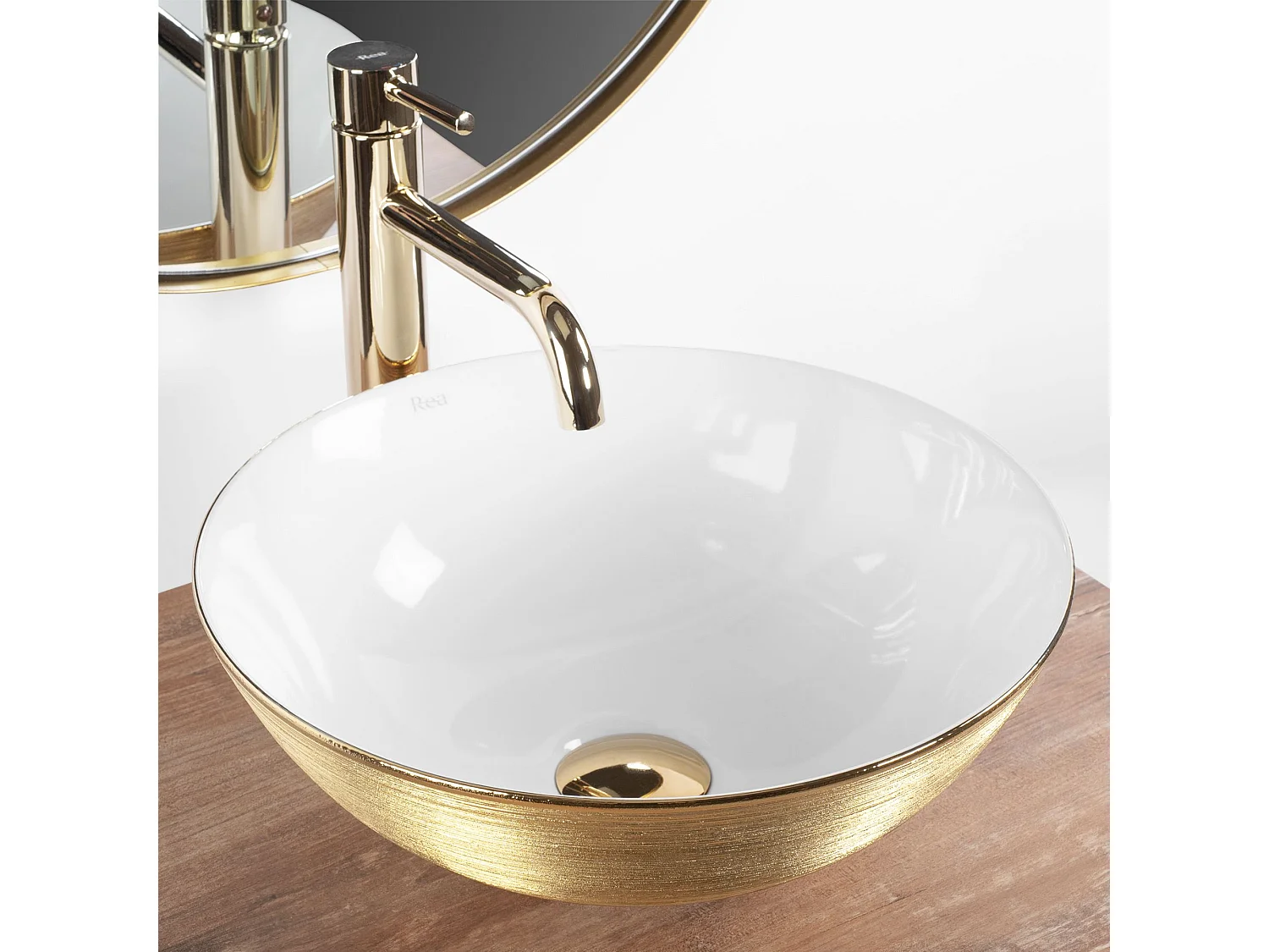 Lavabo Sobre Encimera Rea Stella Brush Gold White