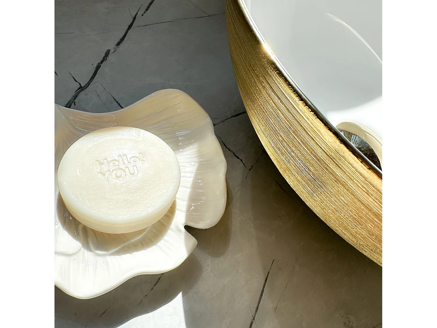 Vasque À Poser Rea Stella Brush Gold White