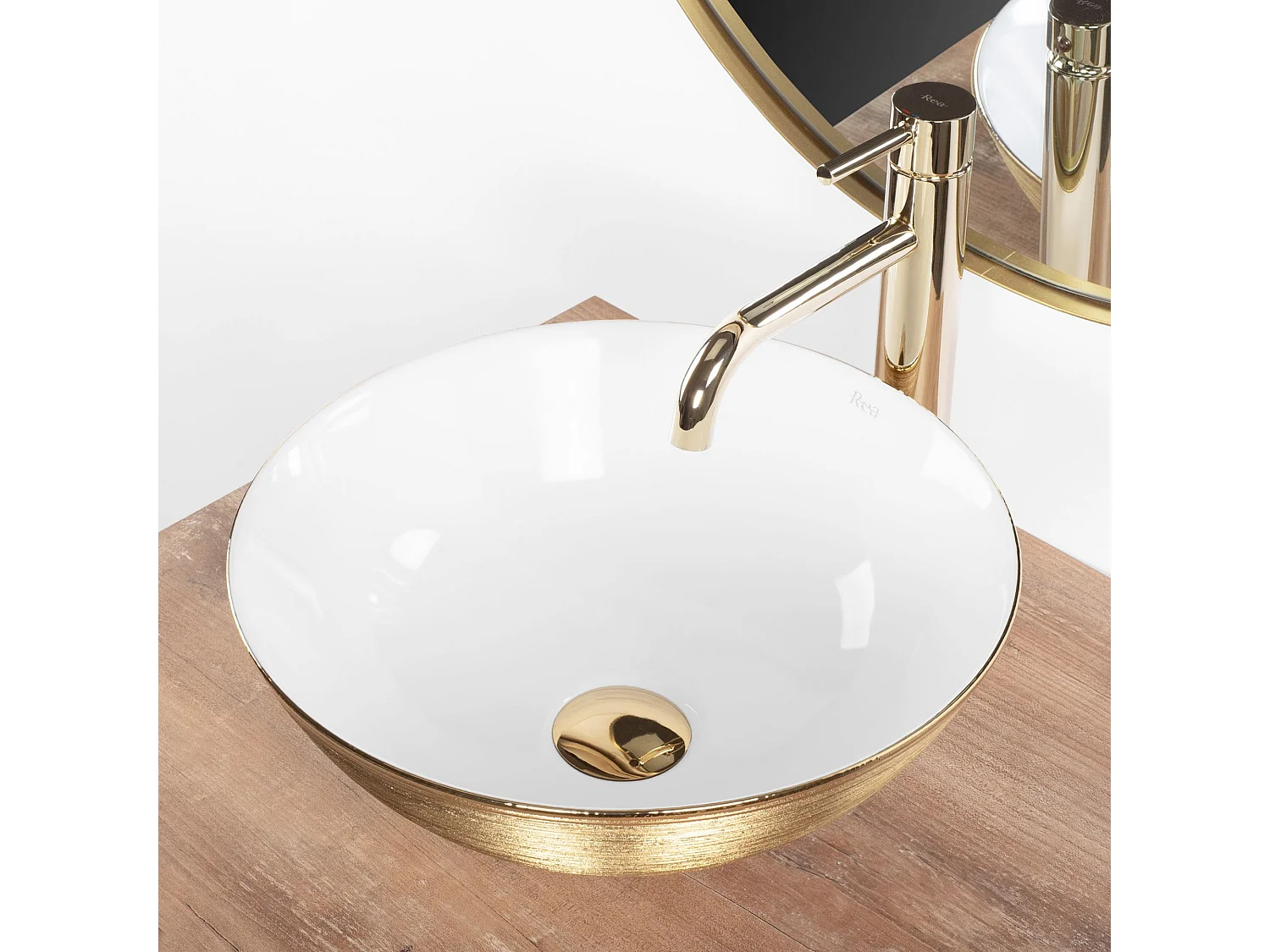 Vasque À Poser Rea Stella Brush Gold White