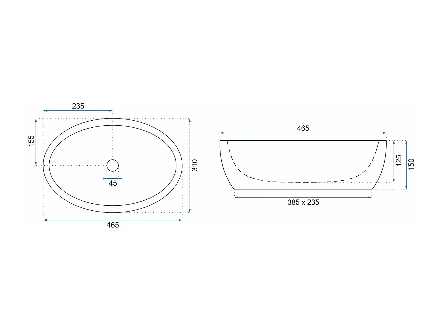 Set De Vasque À Poser Rea Shila Black + Robinet De Lavabo Lungo Black High + Bonde Black
