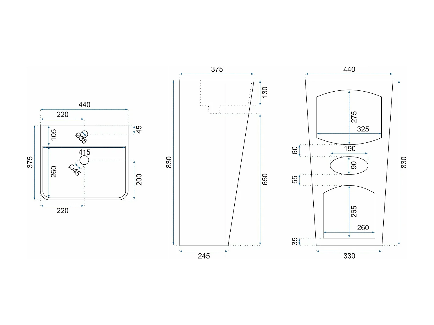 Vrijstaande Wastafel Rea Aris White