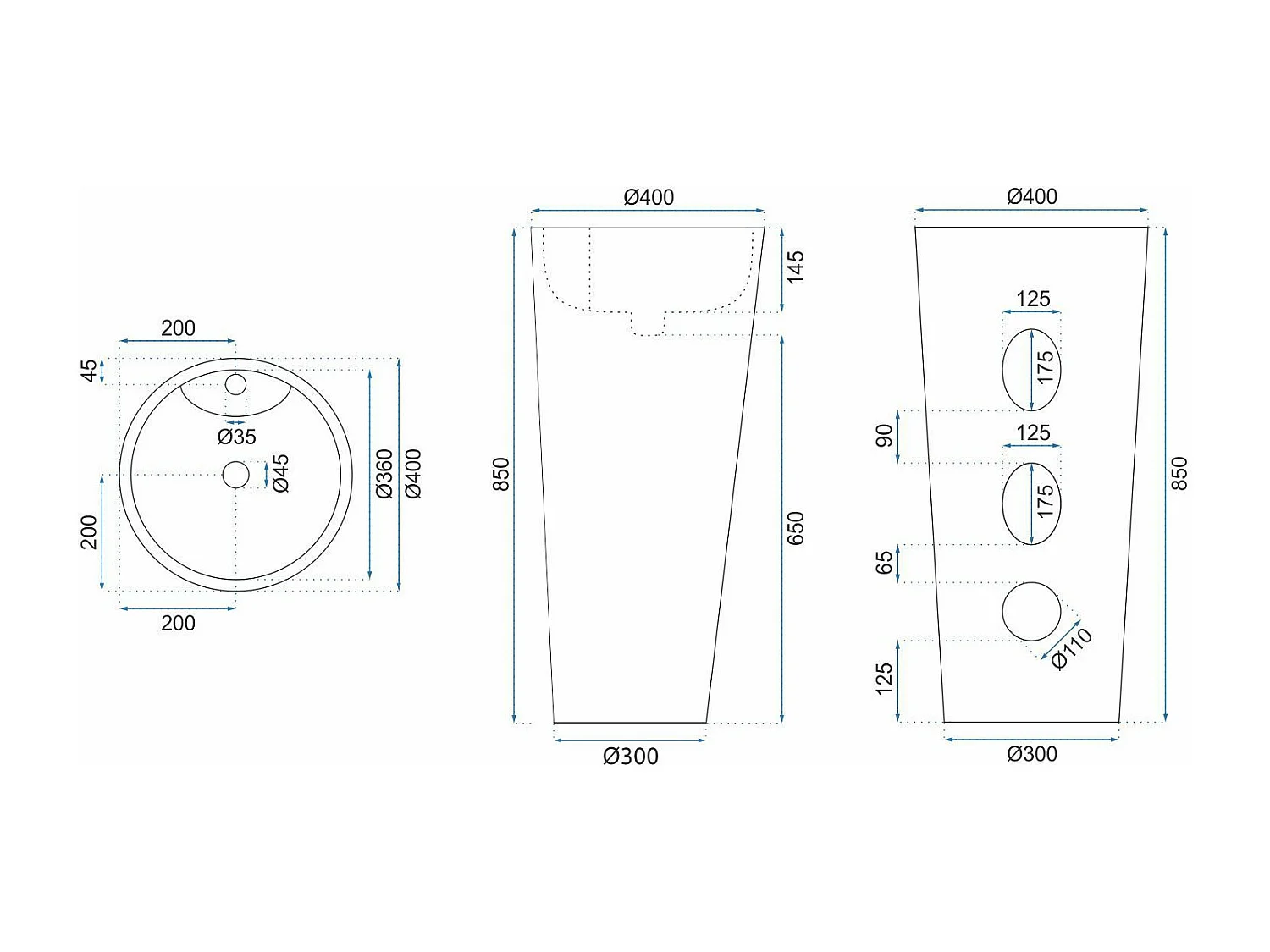 Vasque Autoportante Rea Blanka Black