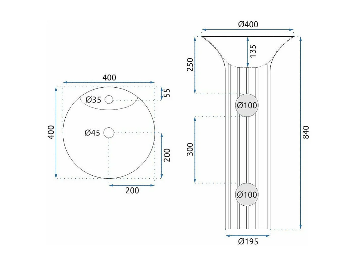 Vasque Autoportante Rea Hope White
