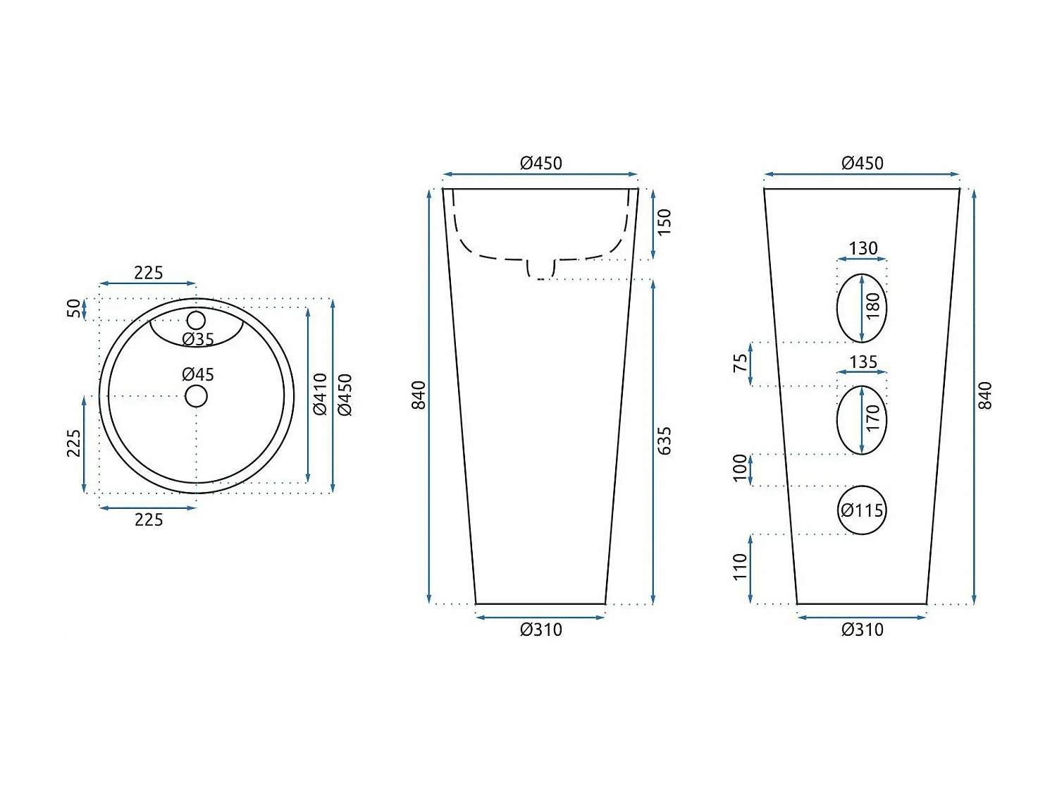 Vasque Autoportante Rea Anya White