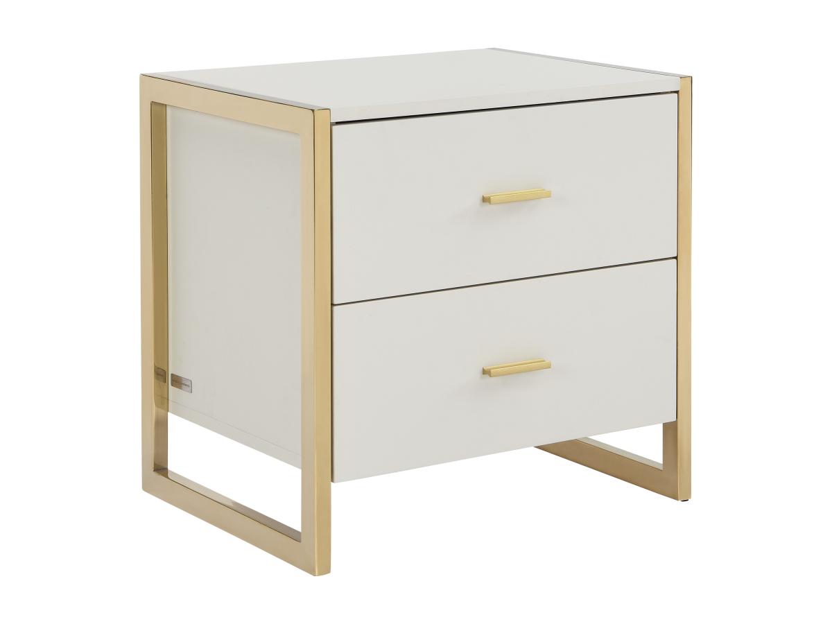 Nachttisch mit 2 Schubladen - MDF - Beige & Goldfarben - OMBRELIA von Pasca günstig online kaufen
