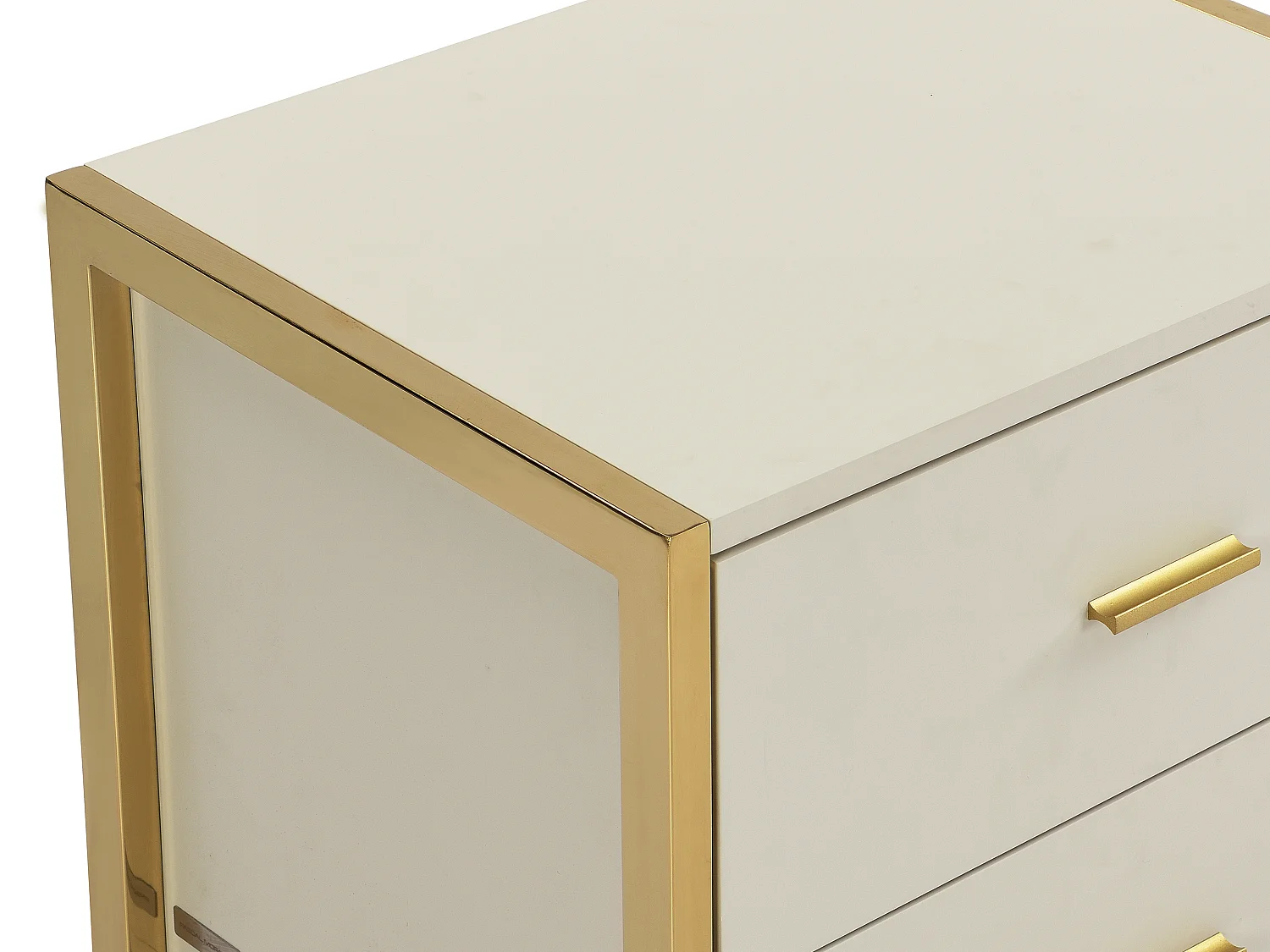 Table de chevet 2 tiroirs - MDF - Beige et doré - OMBRELIA de Pascal Morabito