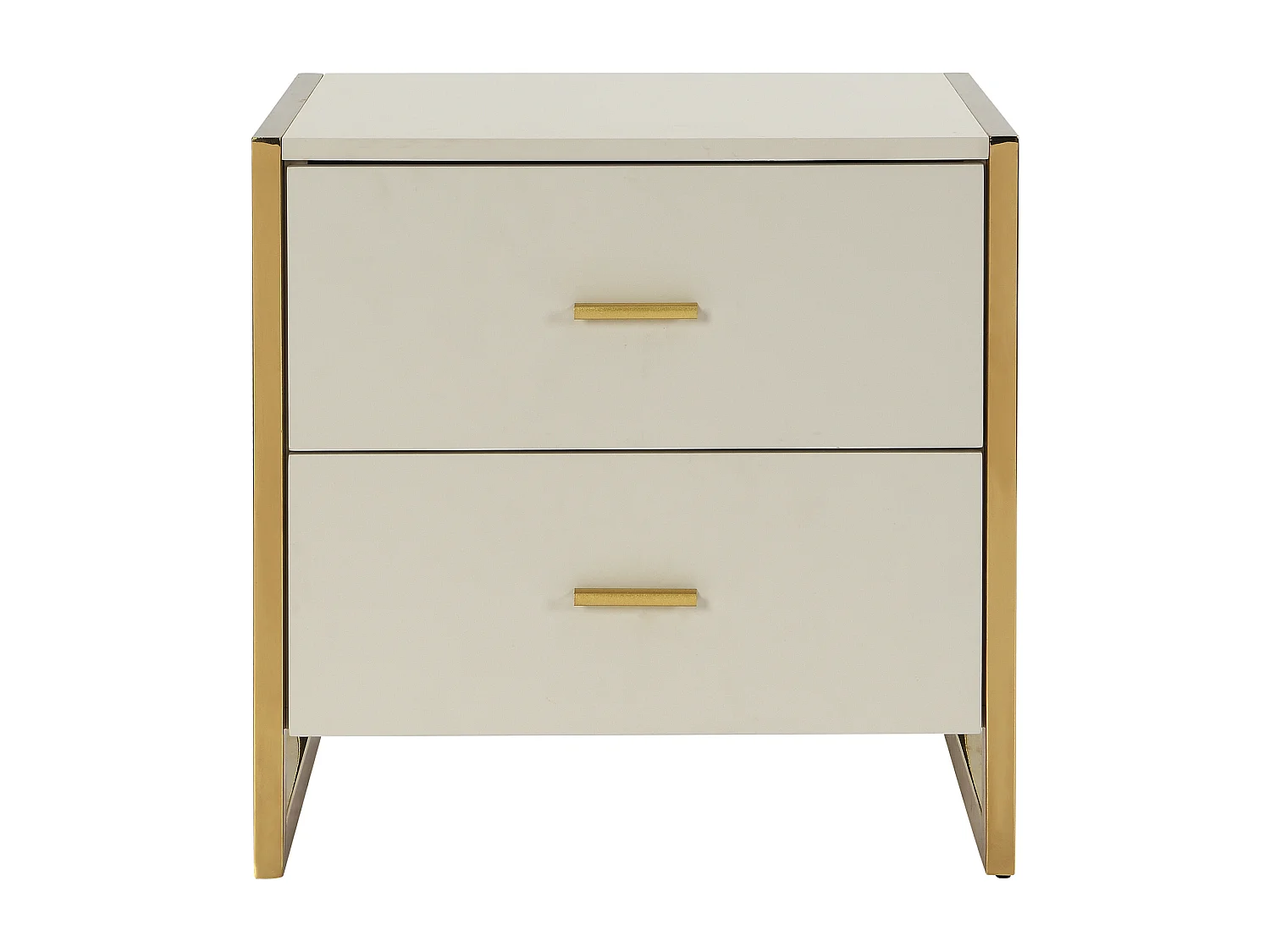 Table de chevet 2 tiroirs - MDF - Beige et doré - OMBRELIA de Pascal Morabito